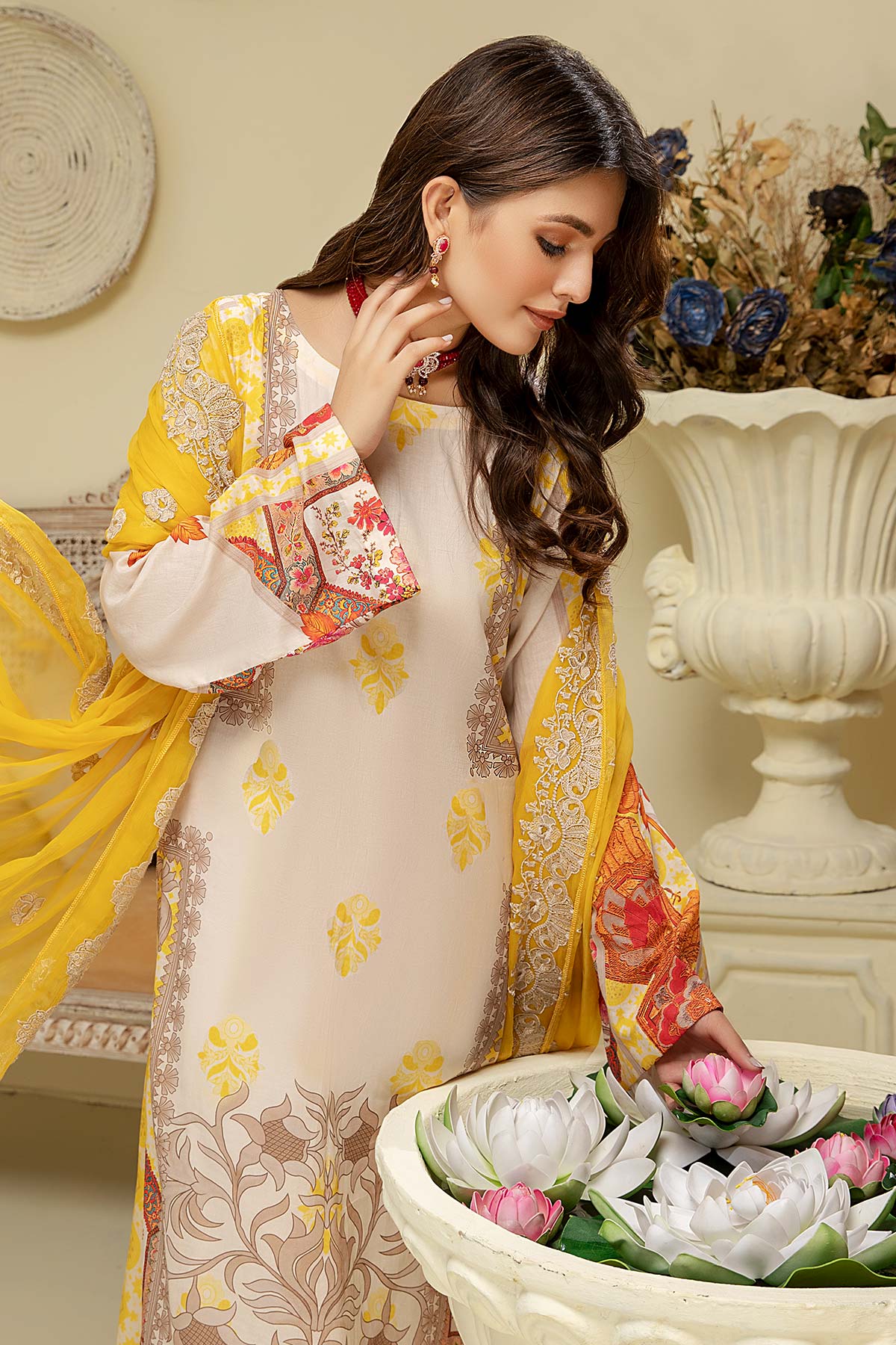Charizma Naranji Embroidered Lawn Collection With Chiffon Dupatta – CN-06 - Image 5