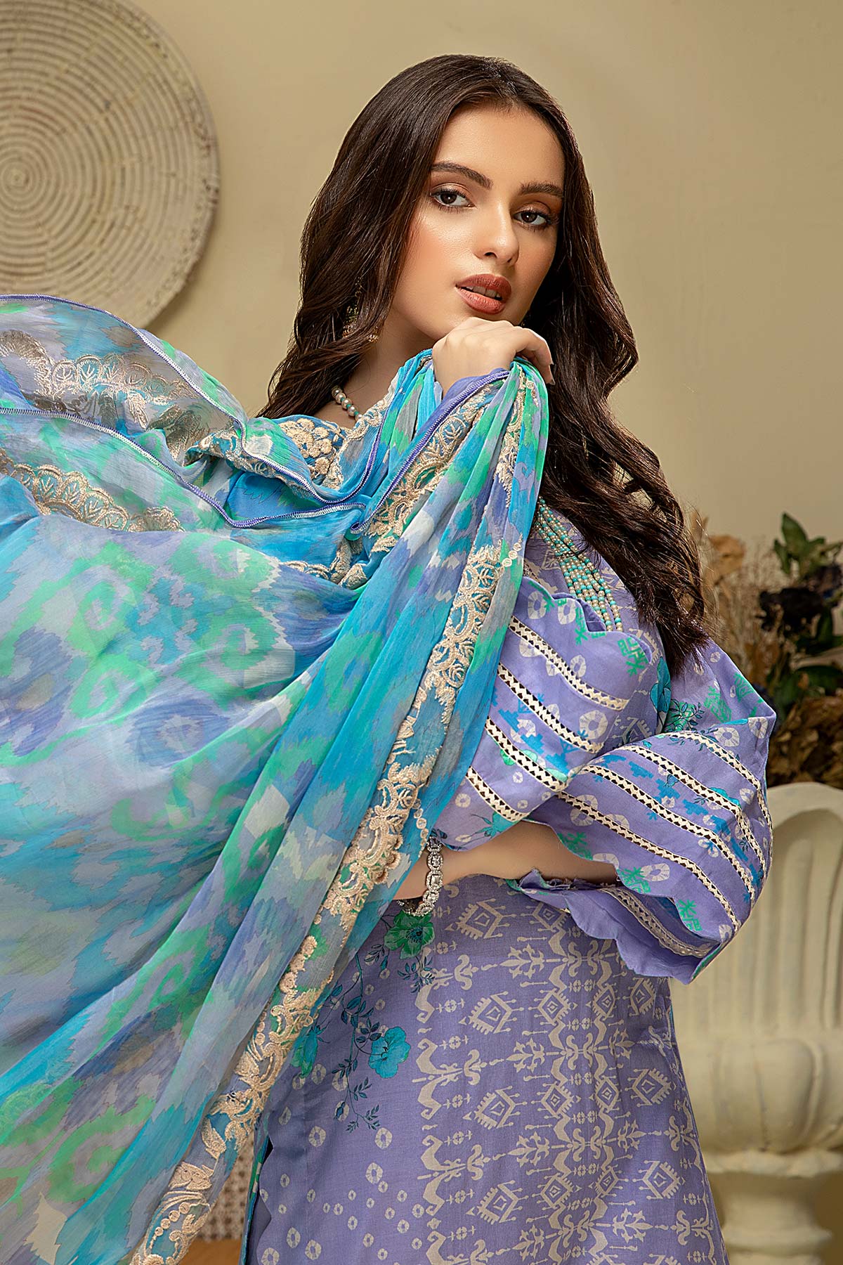 Charizma Naranji Embroidered Lawn Collection With Chiffon Dupatta – CN-09 - Image 4