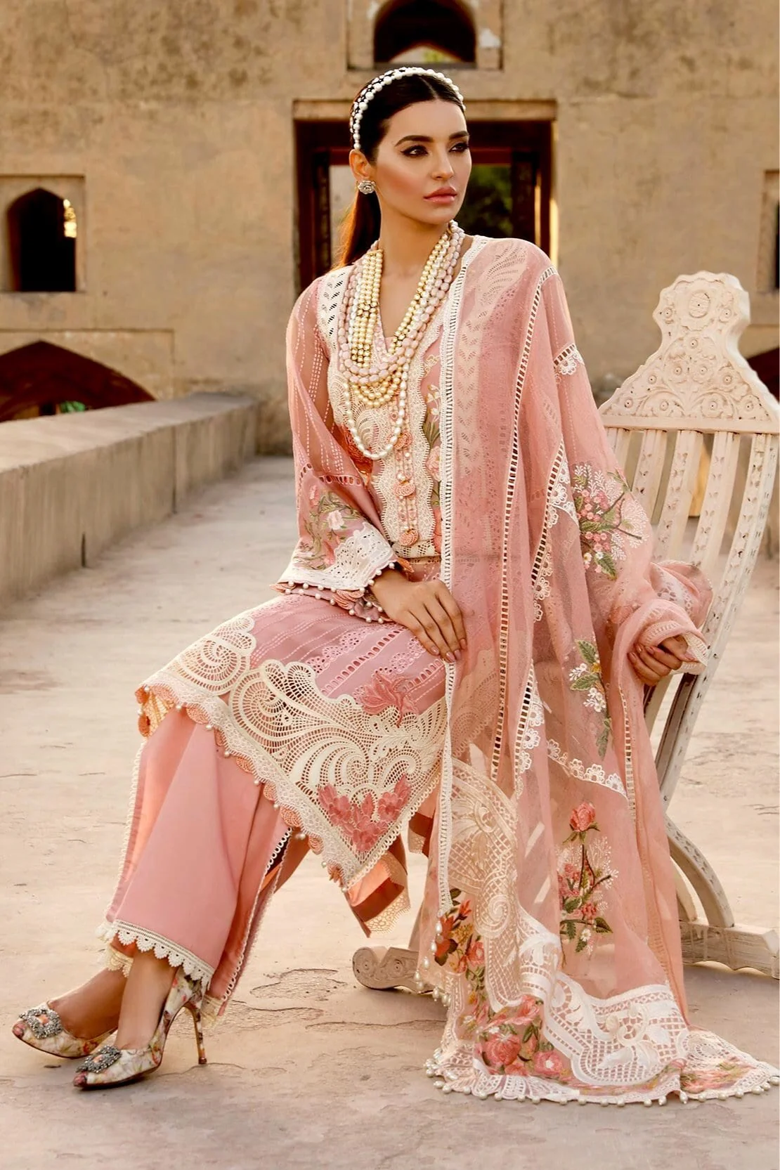 Crimson by Saira Shakira Luxury Lawn Collection 2021 – D1-A - A Lacey Summer - Rose