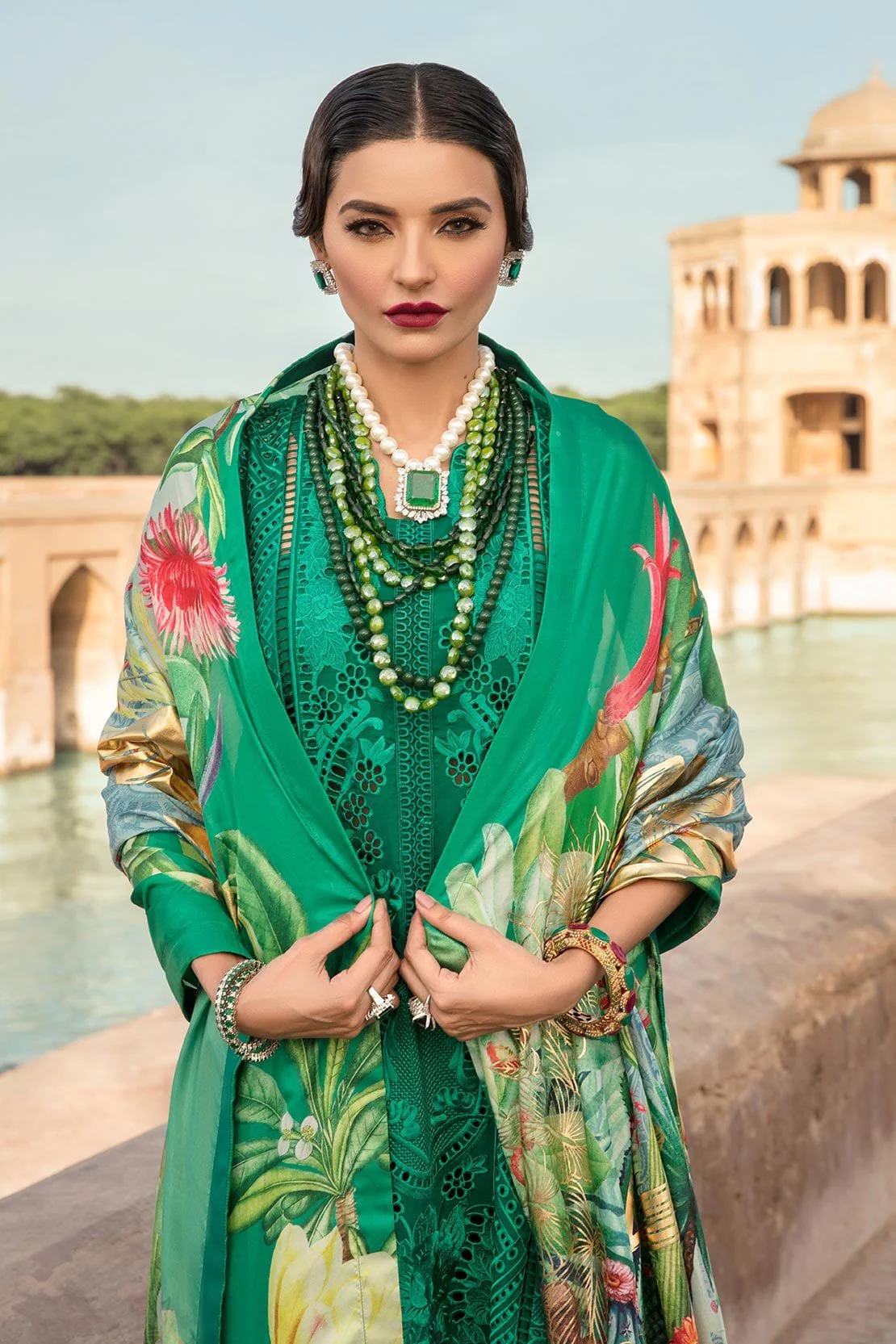 Crimson by Saira Shakira Luxury Lawn Collection 2021 – D2-A - Cutwork Romance - Emerald - Image 5
