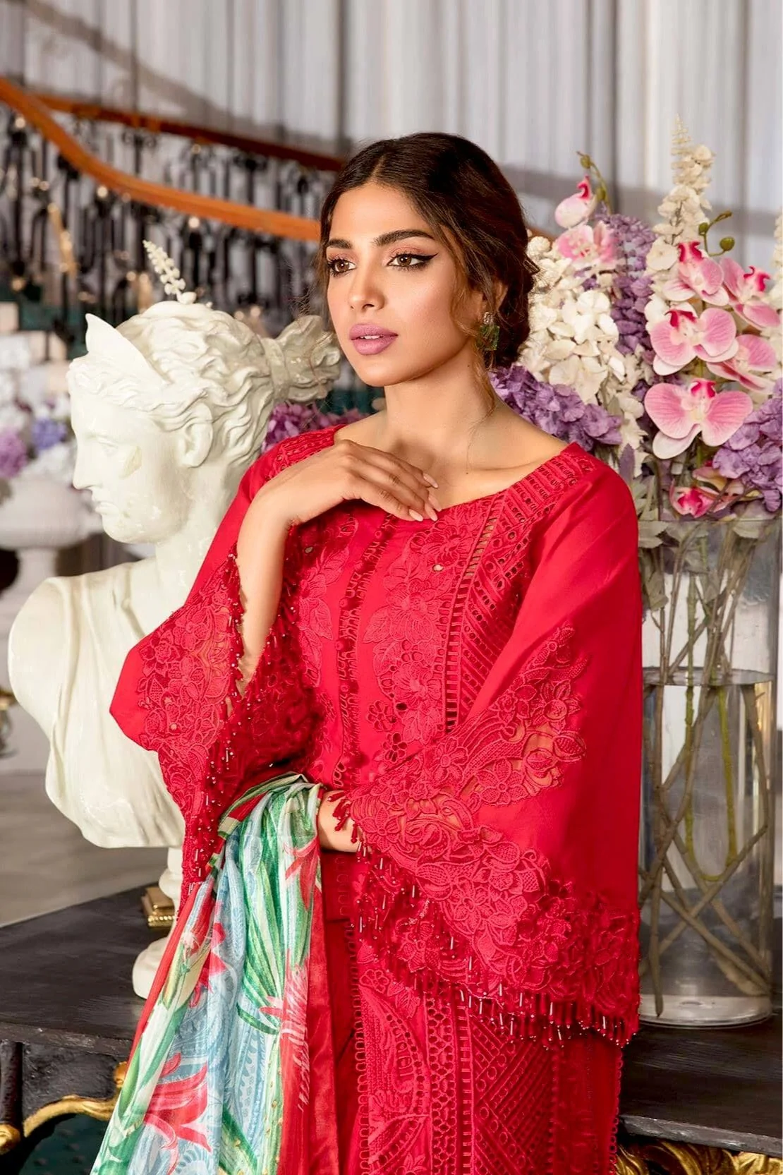 Crimson by Saira Shakira Luxury Lawn Collection 2021 – D2-B - Cutwork Romance - Ruby - Image 5