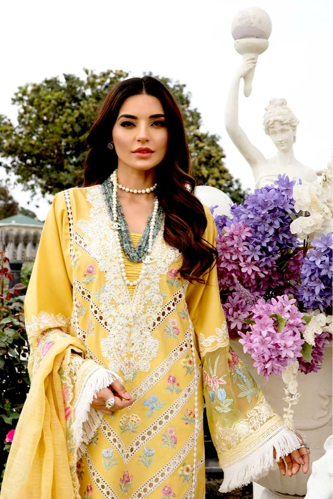 Crimson by Saira Shakira Luxury Lawn Collection 2021 – D6 B - A Floral Affair - Amber - Image 3