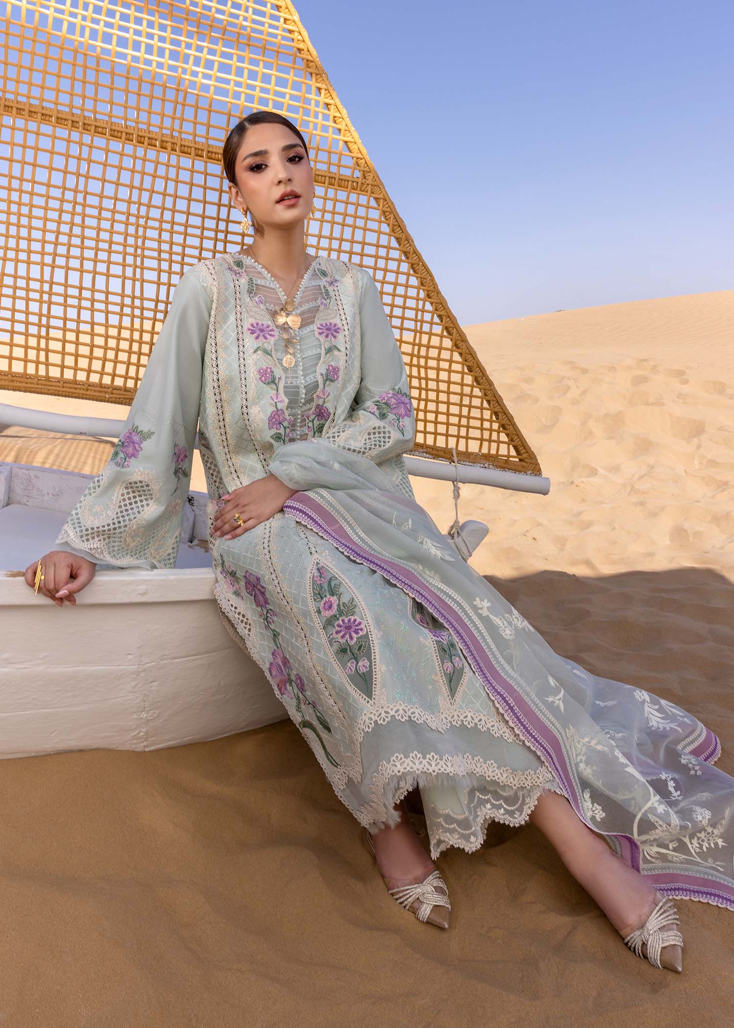 Crimson Flow Luxury Lawn – A Handmade Tale - D2 A - Image 2