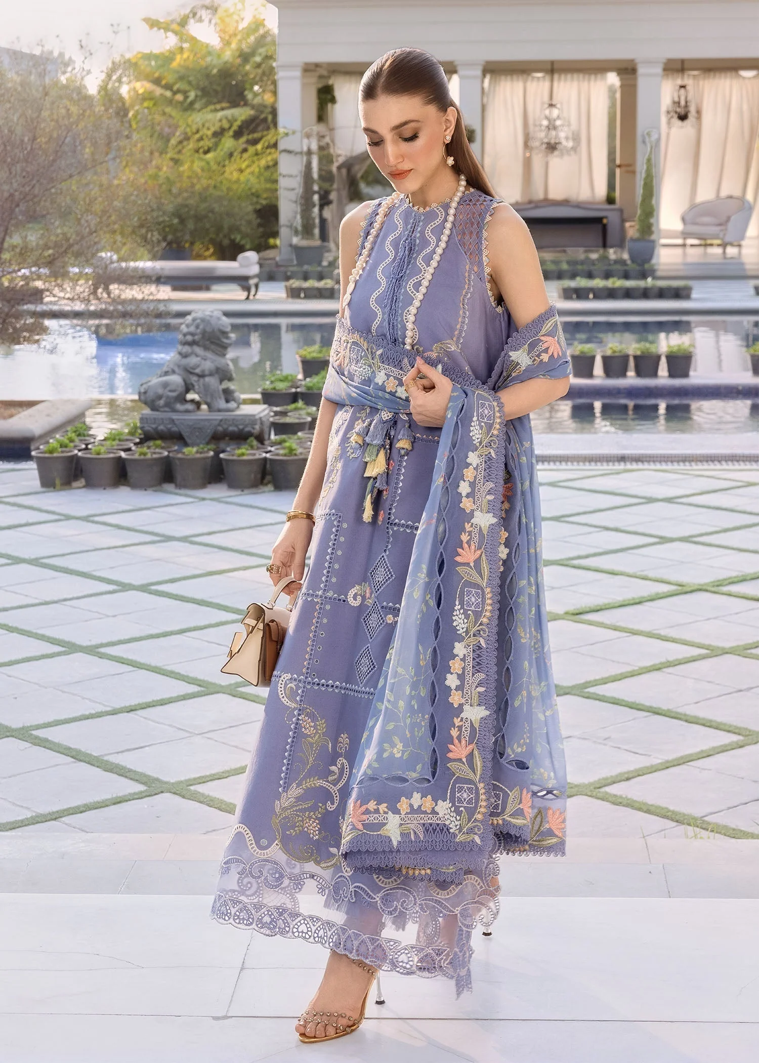 Crimson Flow Luxury Lawn – FLORAL SERENITY-D1B - Image 3