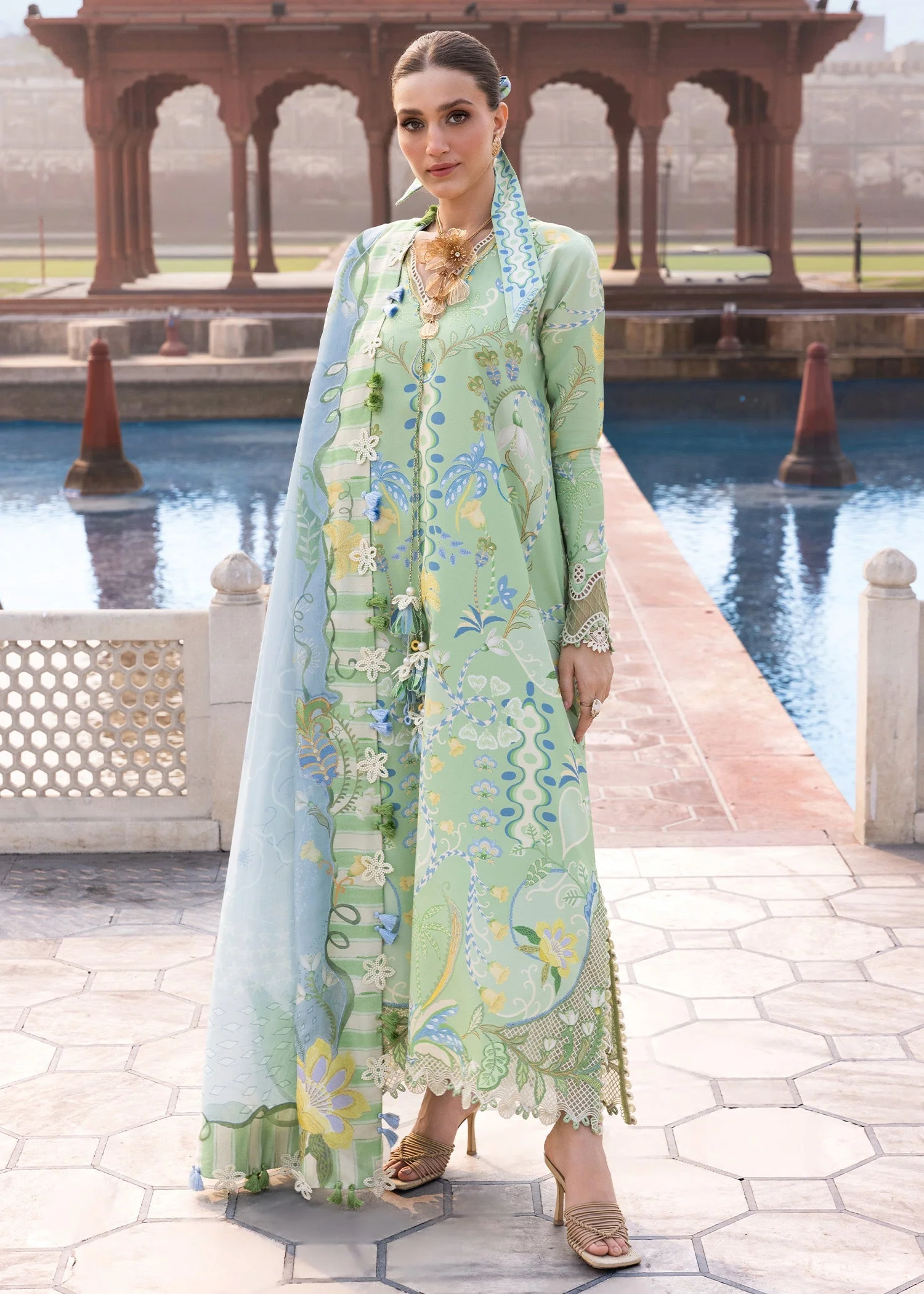 Crimson Flow Luxury Lawn – OUT OF MANY HEARTS-D6B - Image 2