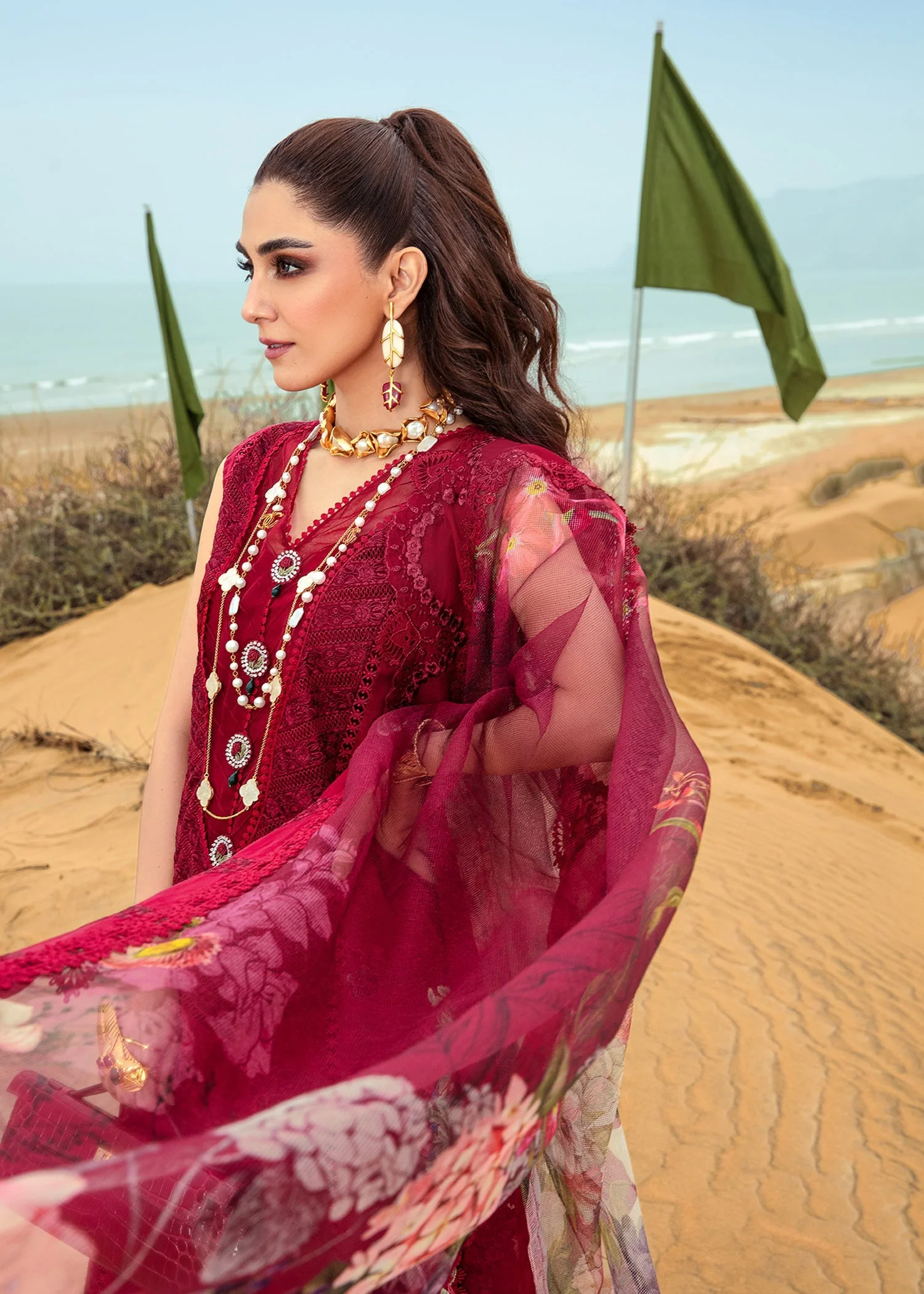 Crimson X Saira Shakira Luxury Lawn 2024 – Lillie de Jong - Cherry - Image 3