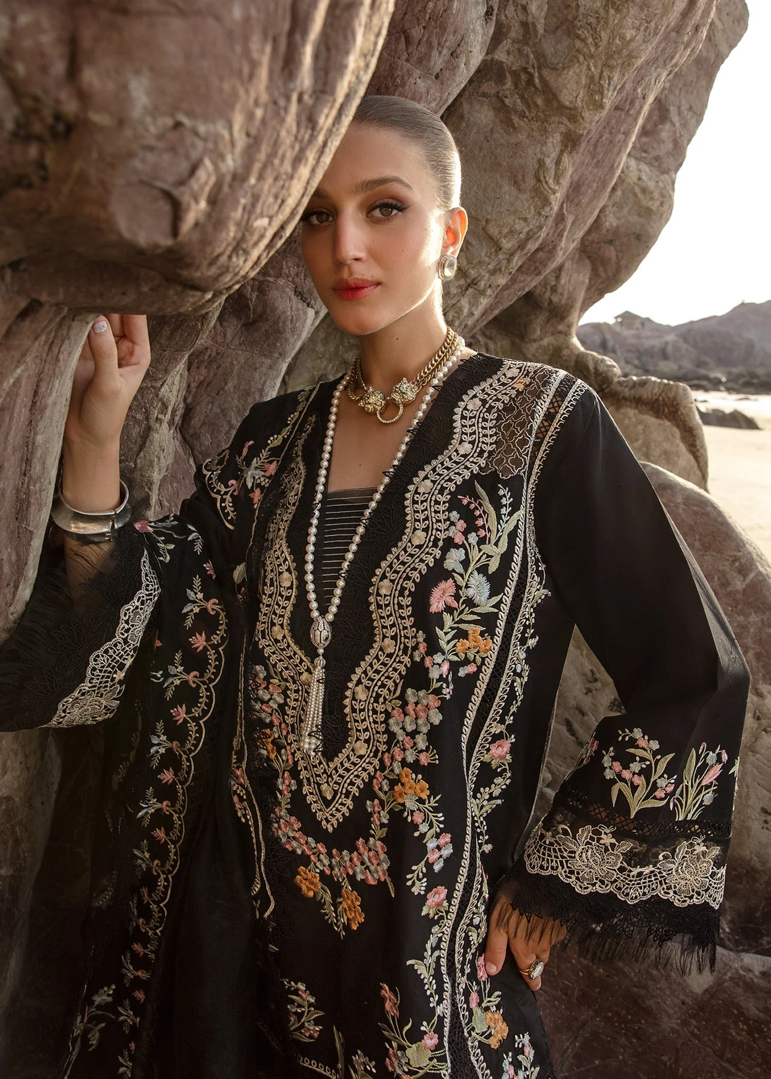 Crimson X Saira Shakira Luxury Lawn 2024 – Lolita - Onyx - Image 4