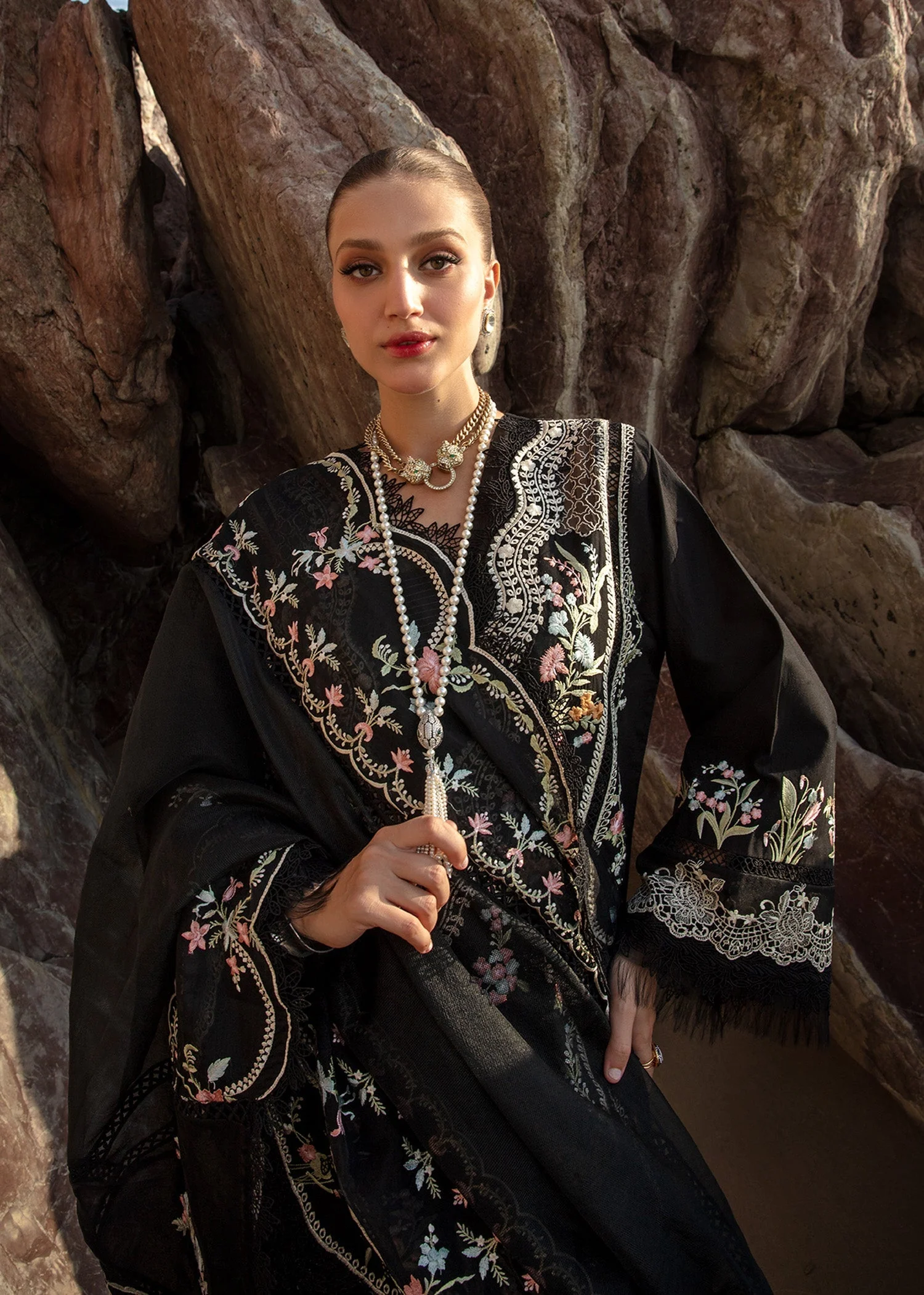 Crimson X Saira Shakira Luxury Lawn 2024 – Lolita - Onyx - Image 6