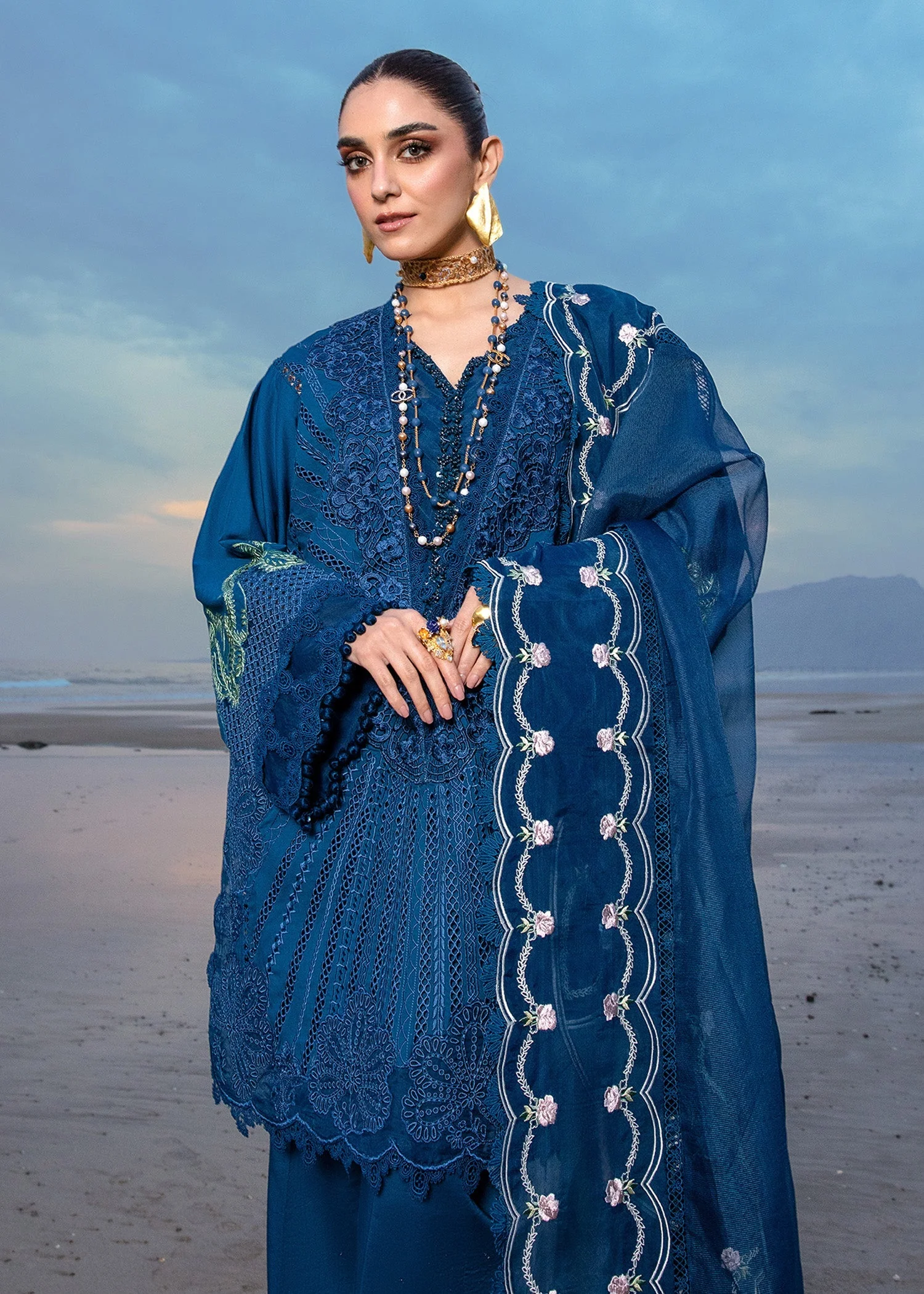 Crimson X Saira Shakira Luxury Lawn 2024 – Ulysses - Midnight - Image 3