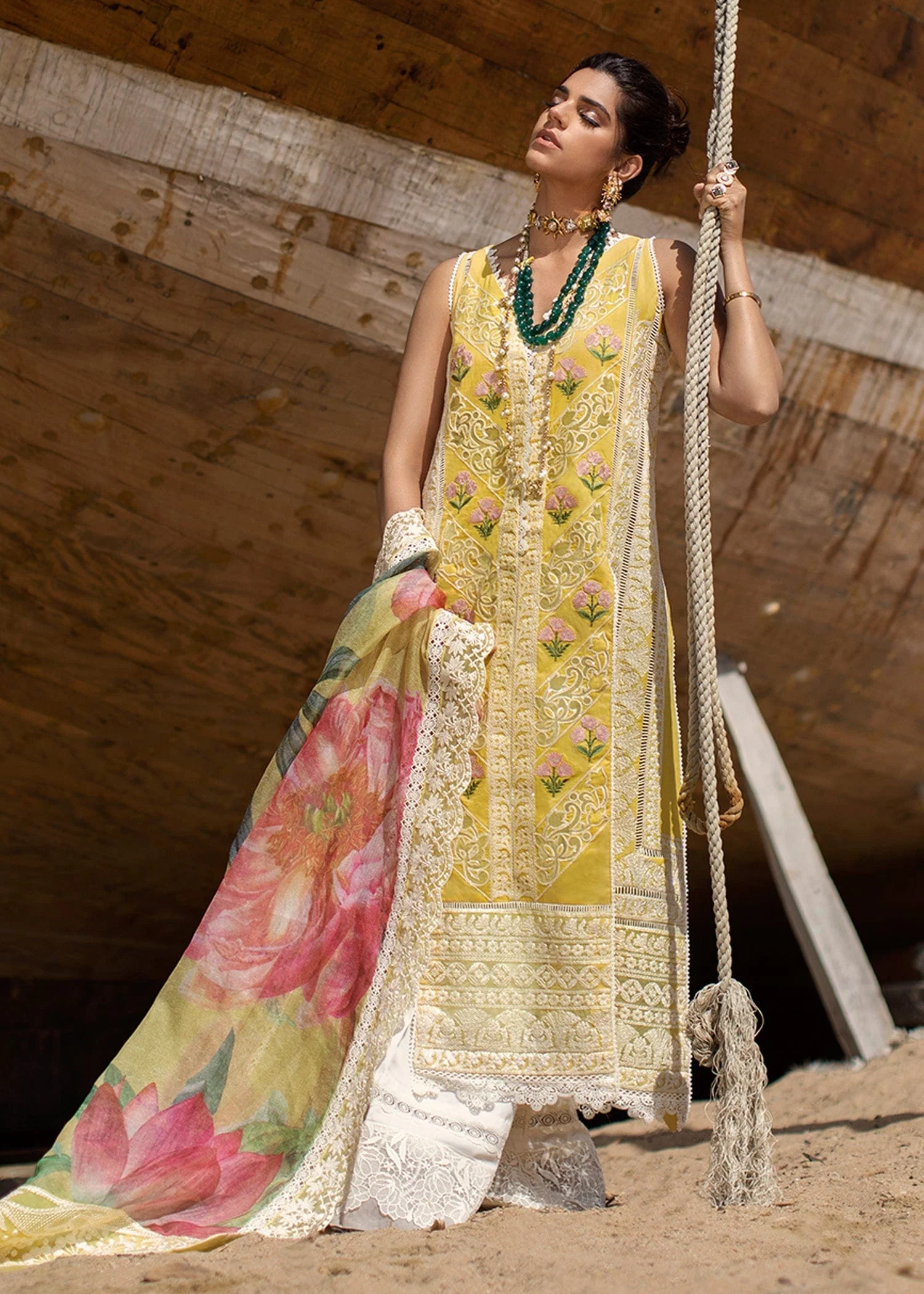 Crimson X Saira Shakira Luxury Lawn Collection 2022 – Chikkankari Reinvented - 7B - Sunshine