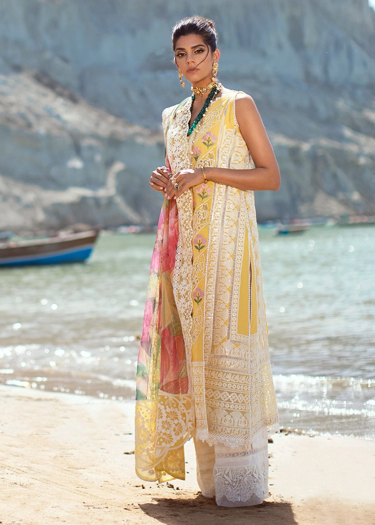 Crimson X Saira Shakira Luxury Lawn Collection 2022 – Chikkankari Reinvented - 7B - Sunshine - Image 2