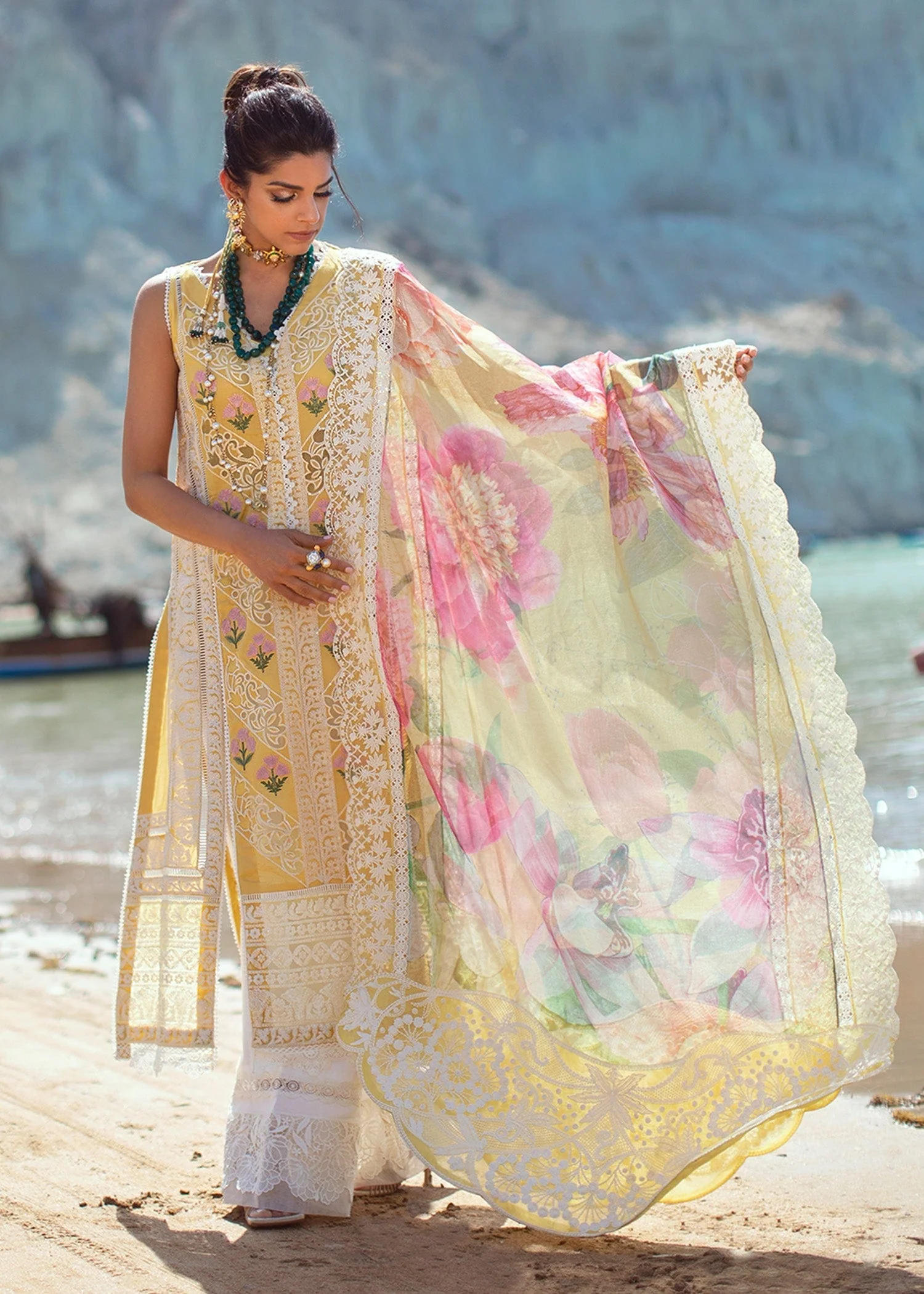 Crimson X Saira Shakira Luxury Lawn Collection 2022 – Chikkankari Reinvented - 7B - Sunshine - Image 4