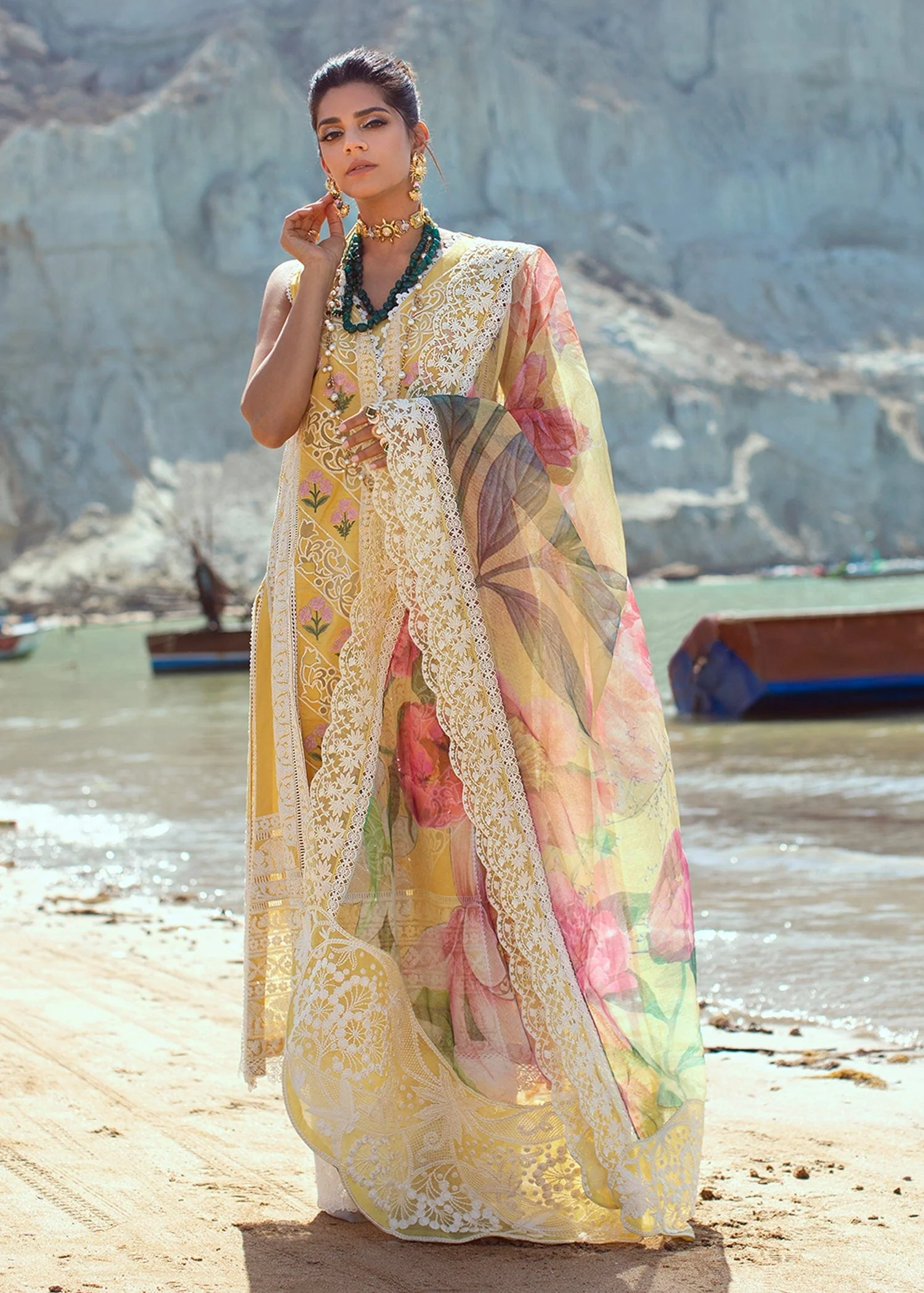 Crimson X Saira Shakira Luxury Lawn Collection 2022 – Chikkankari Reinvented - 7B - Sunshine - Image 6