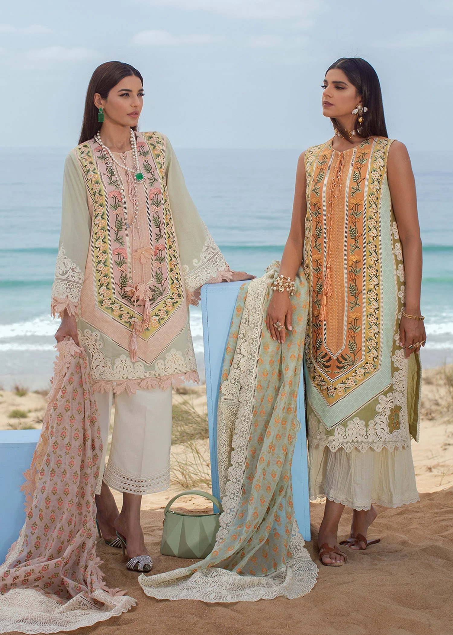 Crimson X Saira Shakira Luxury Lawn Collection 2022 β Eclectic Breeze - 4A - Sorbet Pink - Image 6