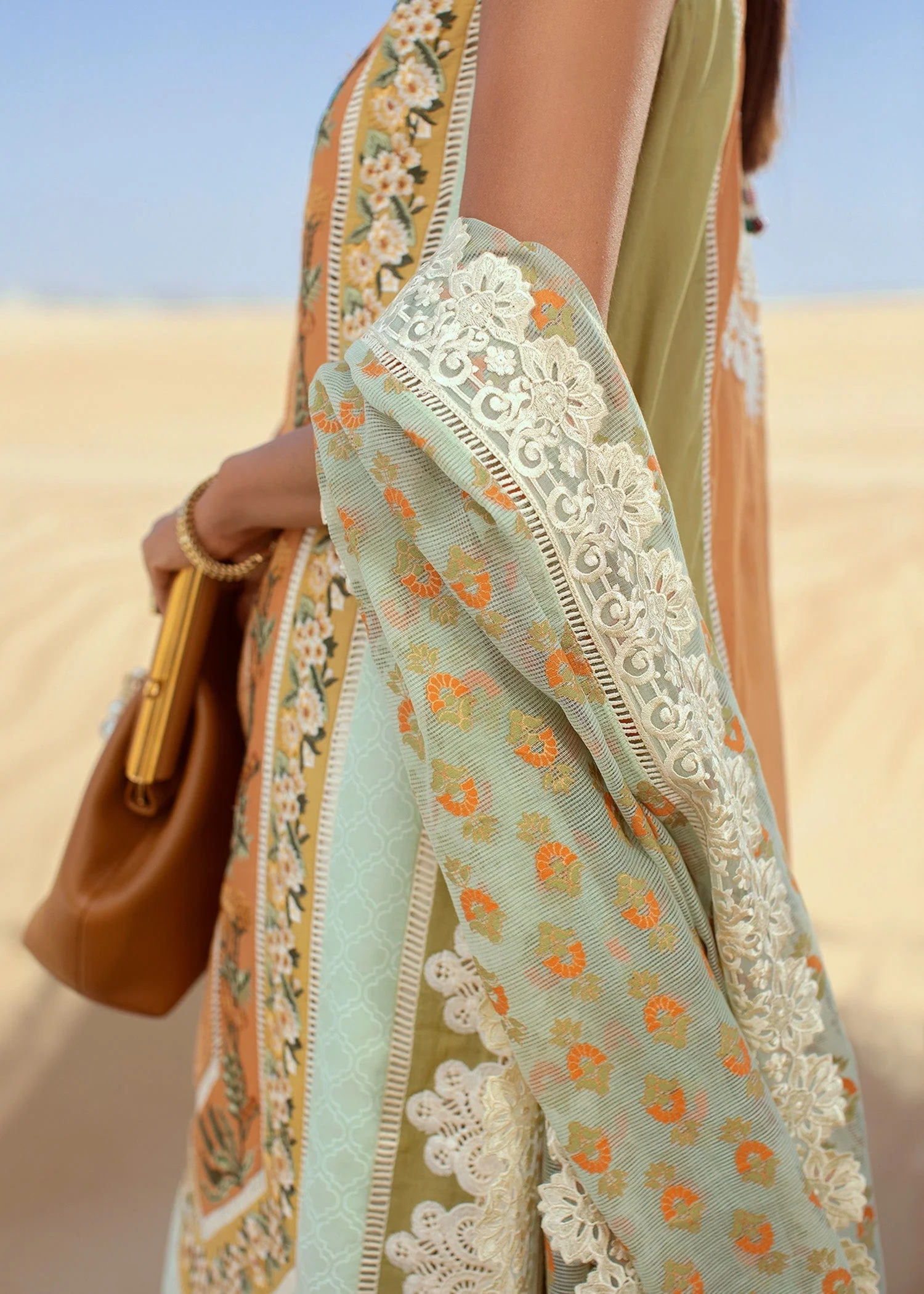 Crimson X Saira Shakira Luxury Lawn Collection 2022 โ Eclectic Breeze - 4B - Summery Tangerine - Image 2