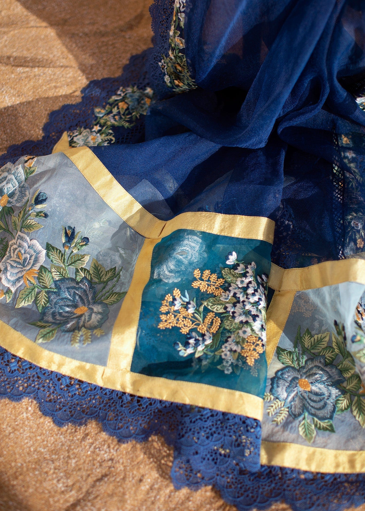 Crimson X Saira Shakira Luxury Lawn Collection 2022 – Jewel by the Beach - 3A - Sapphire - Image 3