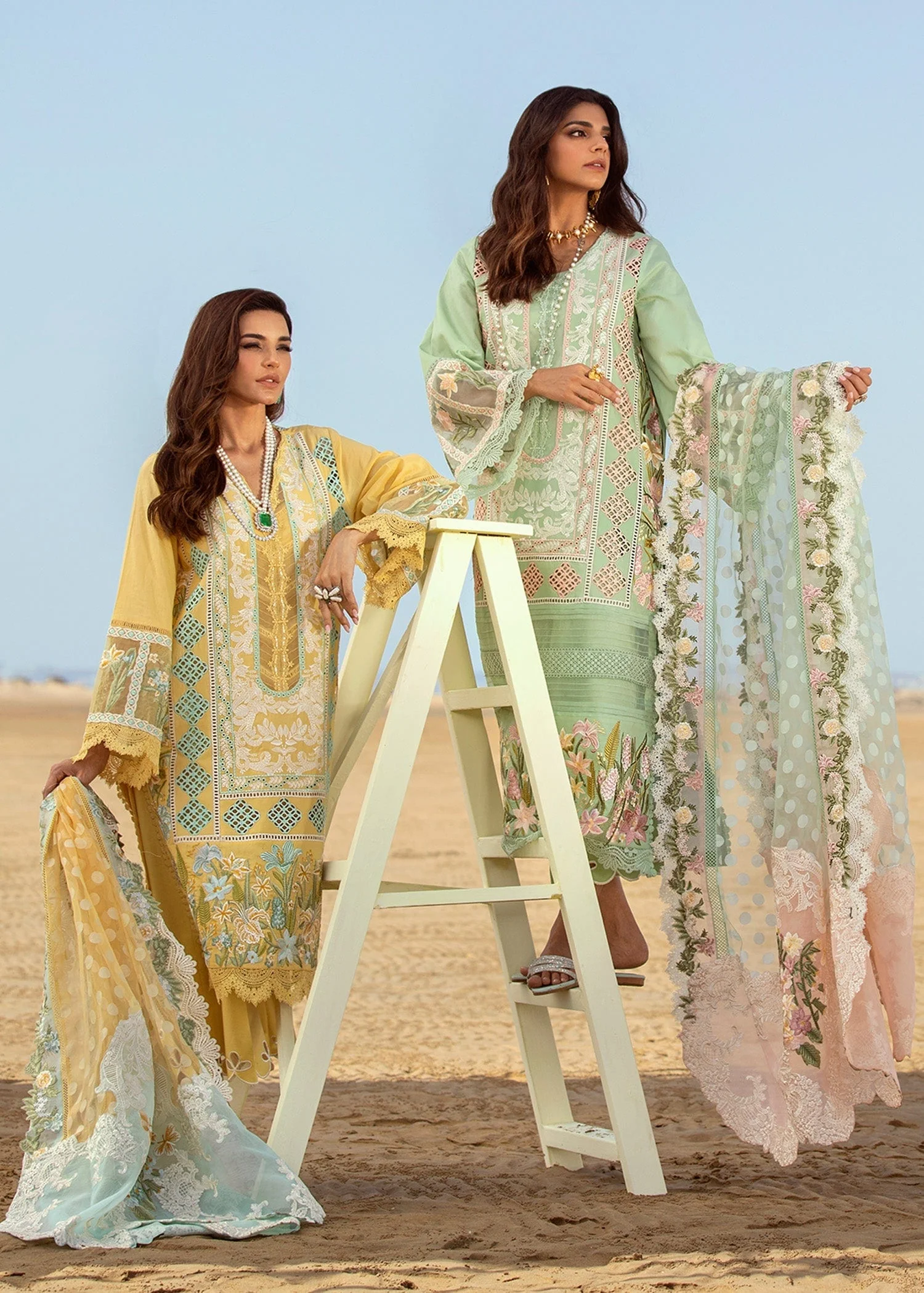 Crimson X Saira Shakira Luxury Lawn Collection 2022 – Serendipity - 5A - Amber - Image 2