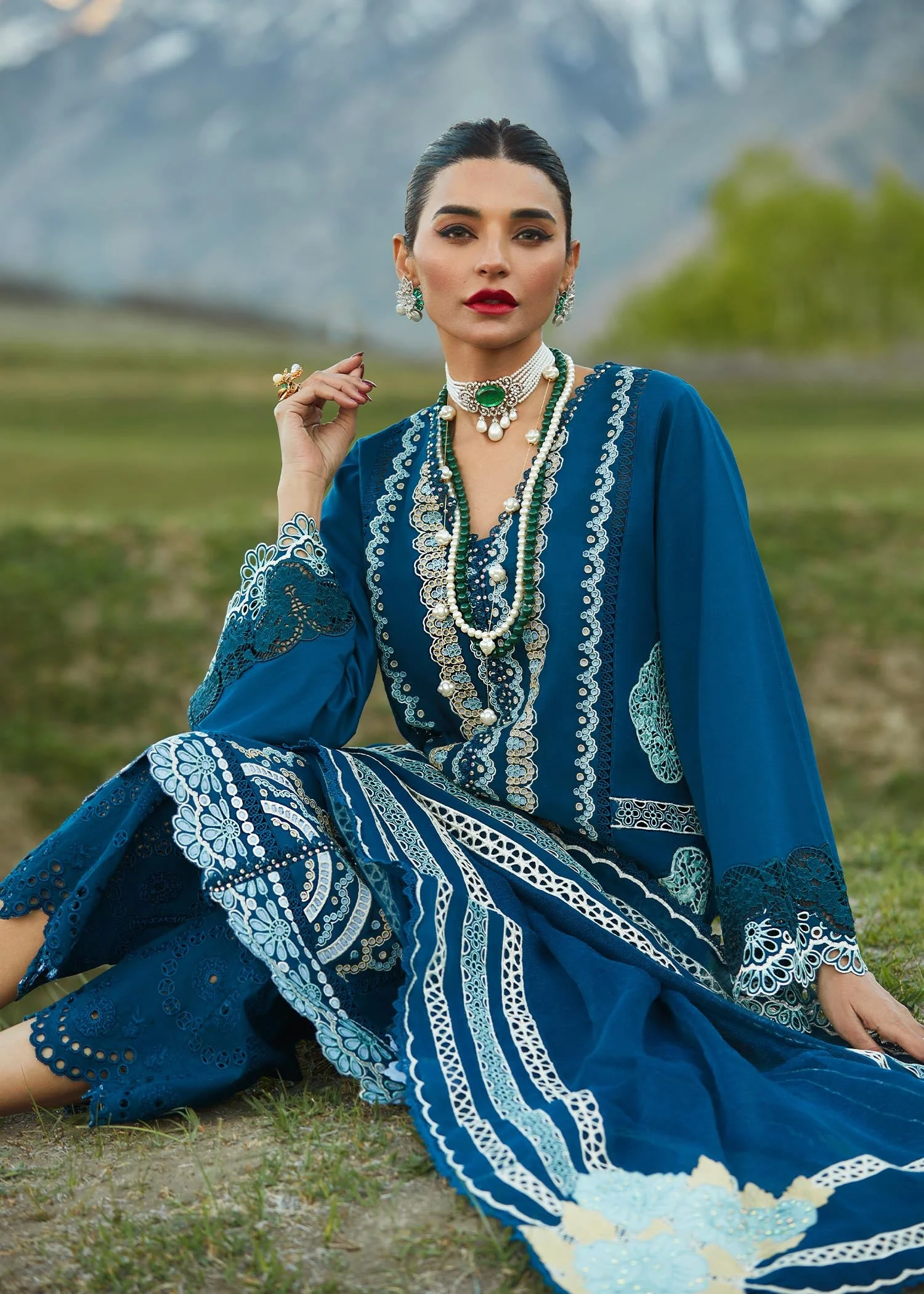 Crimson X Saira Shakira Luxury Lawn Collection – Medley of Lace - D7 A - Image 4