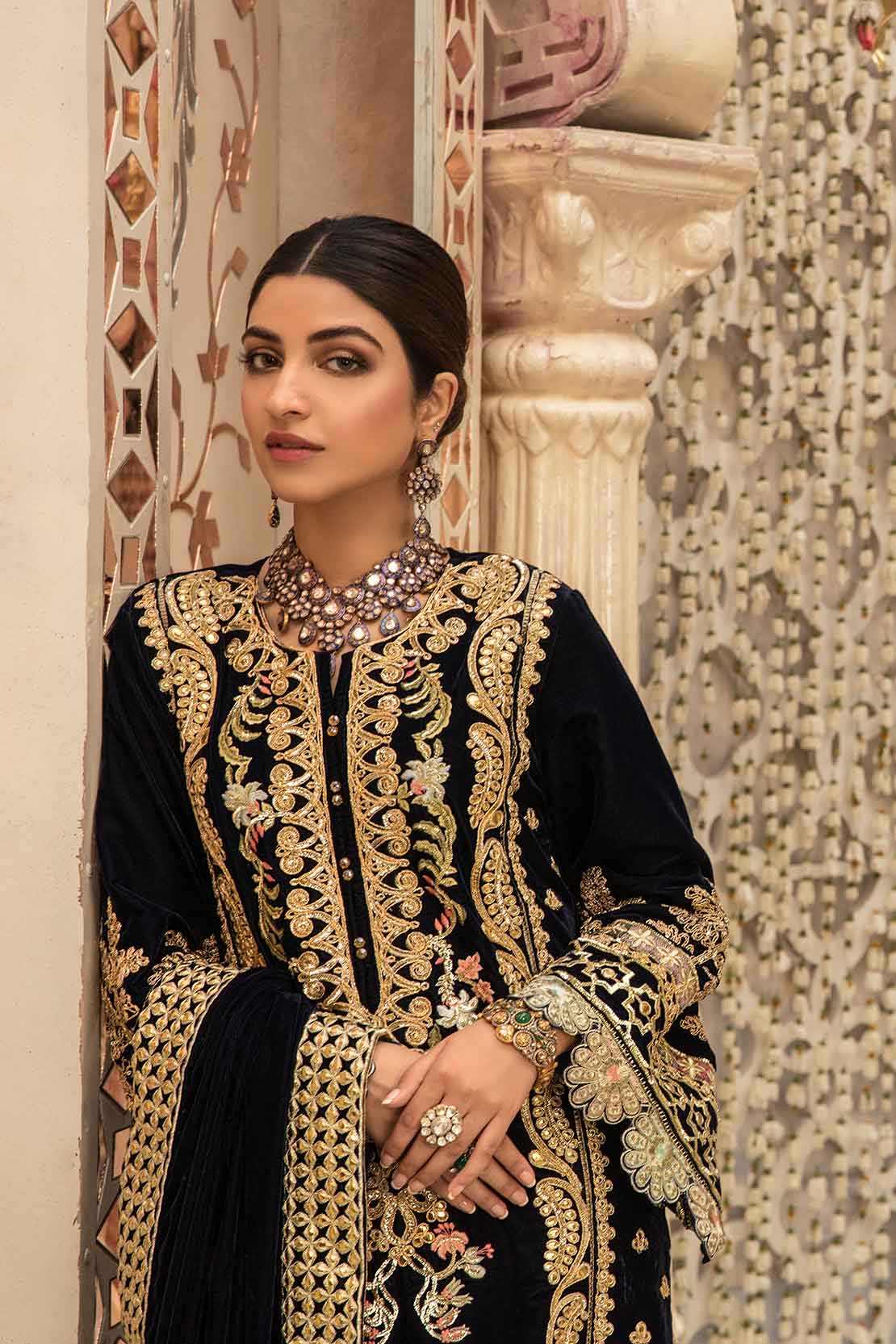 Crimson X Saira Shakira Wedding Collection – 3A - A Velvet Story - Cobalt - Image 3