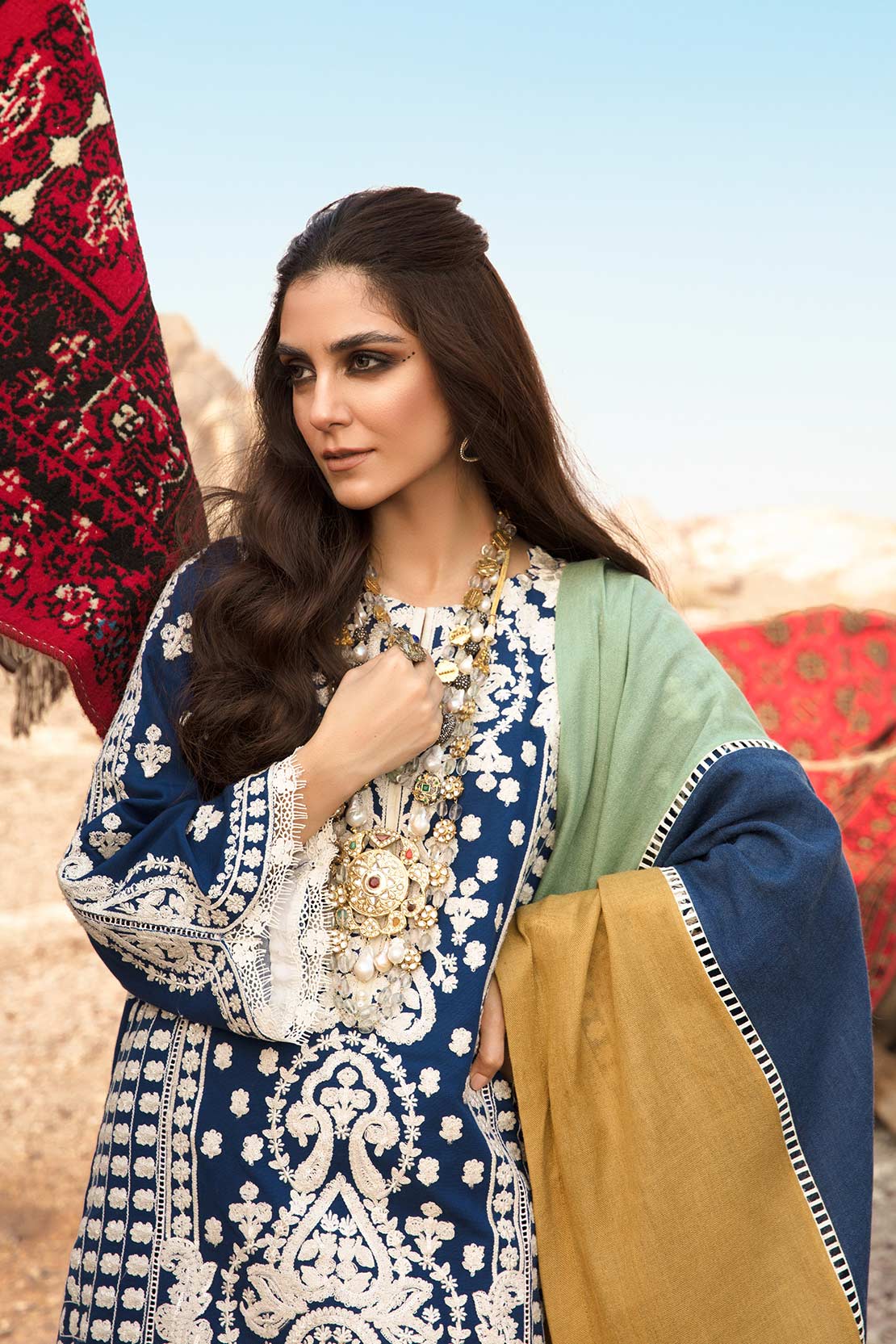 Crimson X Saira Shakira Winter Collection 2020 – Aari Revival - Sapphire - Image 4