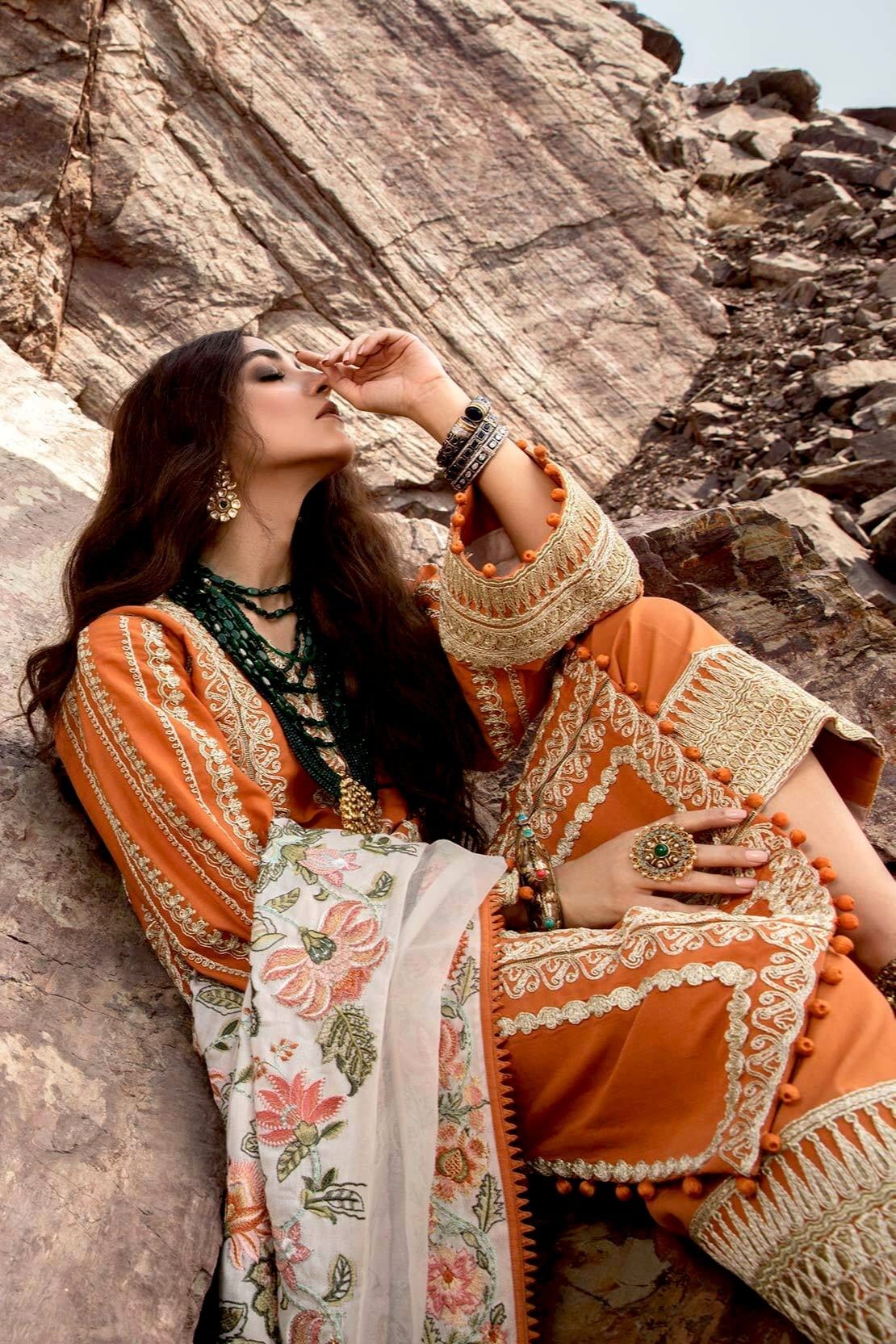 Crimson X Saira Shakira Winter Collection 2020 – Modern Memsaab - Mandarin - Image 2