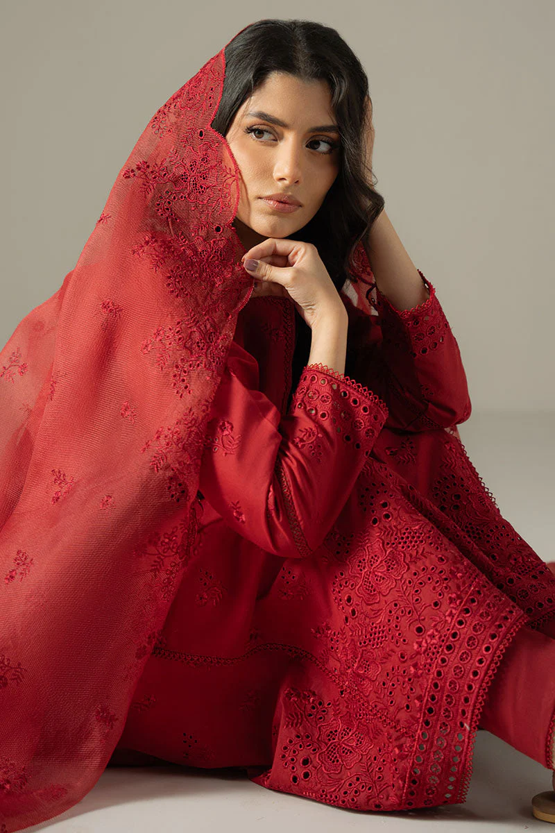 Cross Stitch Chikankari Lawn – Carmine Gris - Image 5