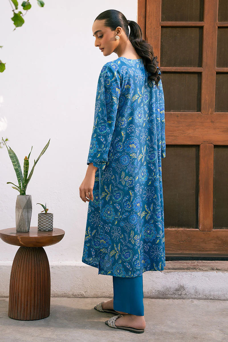 Cross Stitch Daily Wear – BLUE MELODY-2 PIECE PRINTED LINEN SUIT - Image 6