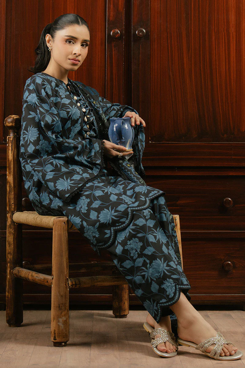 Cross Stitch Daily Wear – BLUE WAVE-3 PC LAWN PRINTED SUIT - Image 6