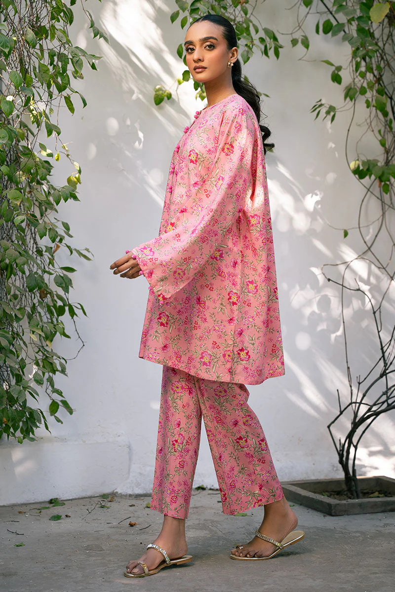 Cross Stitch Daily Wear – CORAL HAZE-2 PIECE PRINTED LINEN SUIT - Image 5