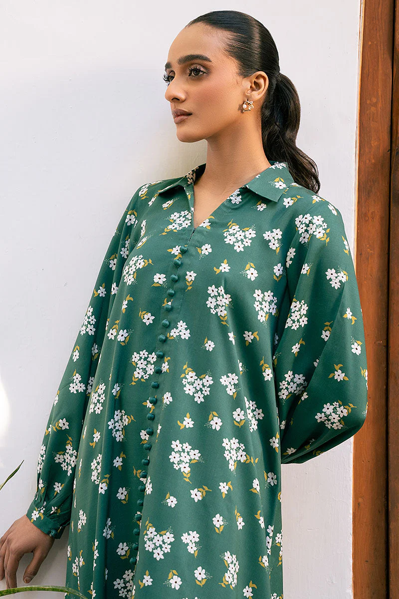 Cross Stitch Daily Wear – GREEN VOYAGE-2 PIECE PRINTED LINEN SUIT - Image 3