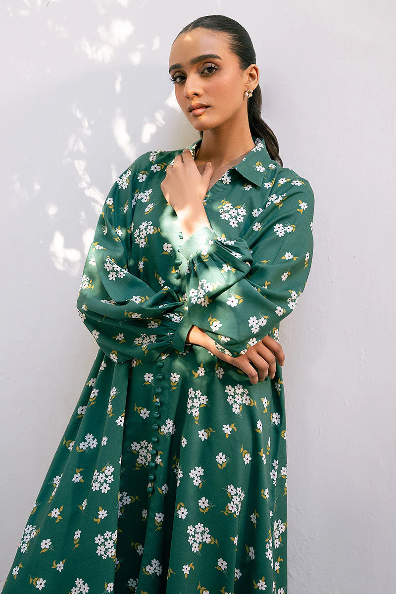 Cross Stitch Daily Wear – GREEN VOYAGE-2 PIECE PRINTED LINEN SUIT - Image 5
