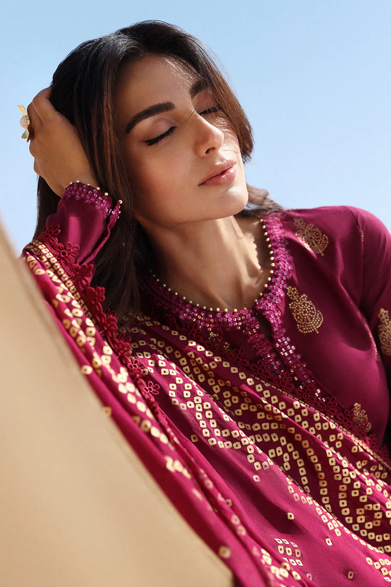 Cross Stitch Eid Lawn Edit – CRIMSON AURA-3 PIECE COTTON JACQUARD SUIT - Image 5
