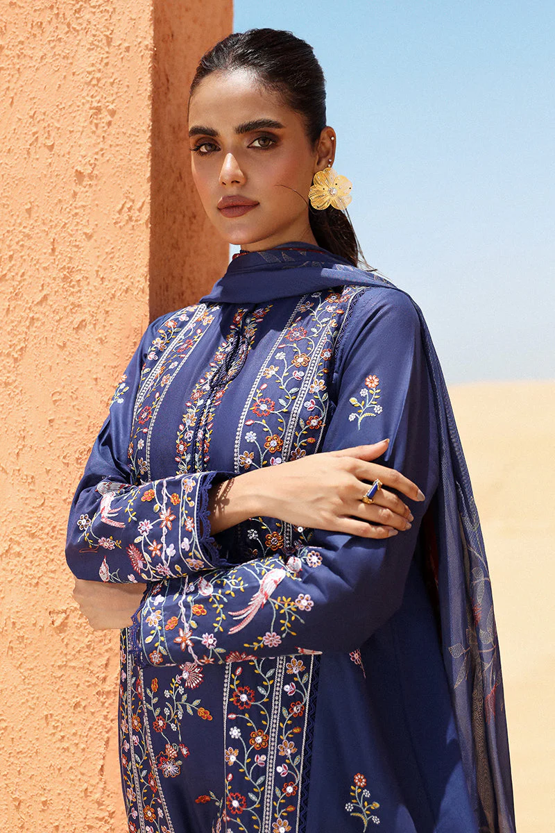 Cross Stitch Eid Lawn Edit – SAPPHIRE BLUE-3 PIECE EMBROIDERED LAWN SUIT - Image 2