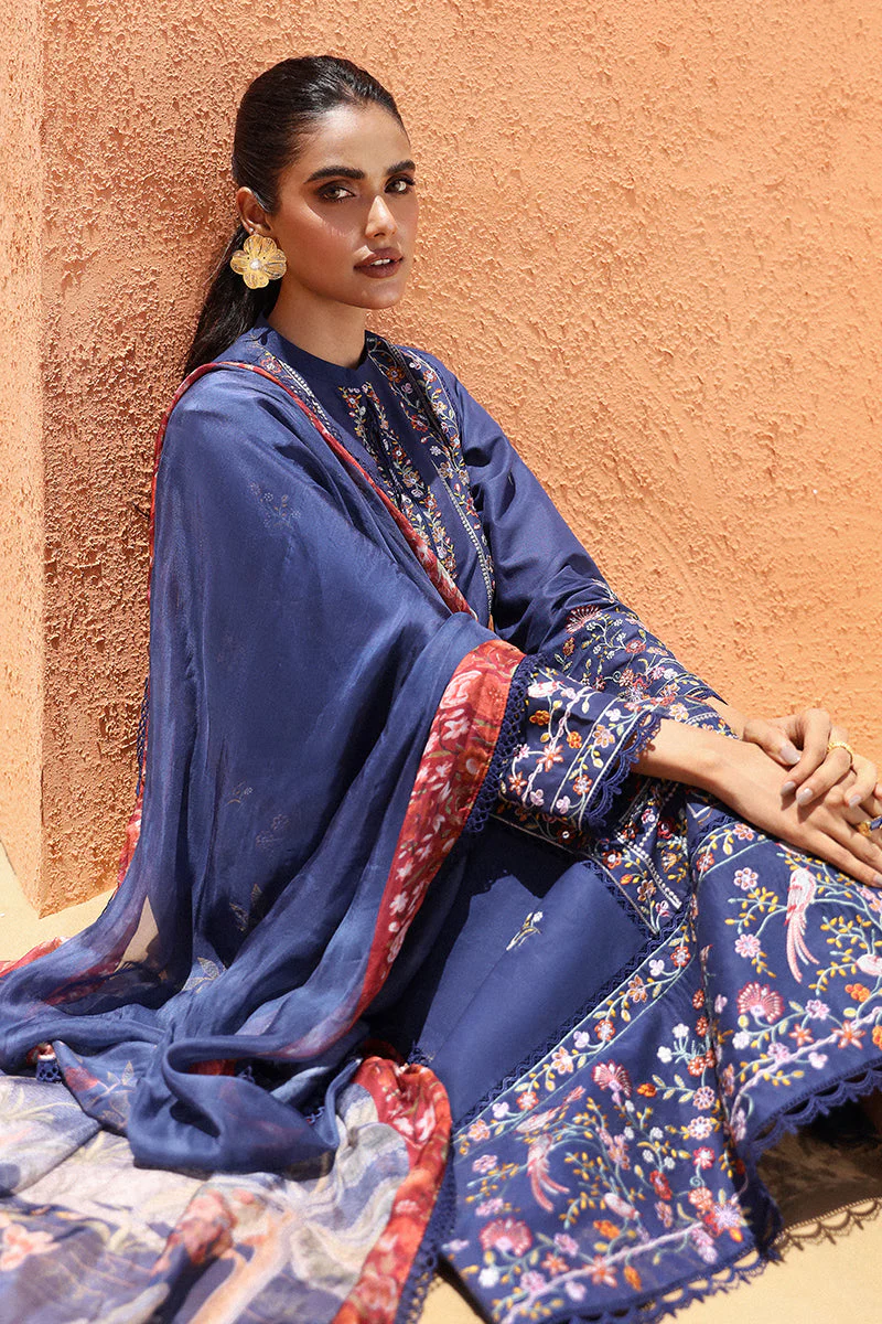 Cross Stitch Eid Lawn Edit – SAPPHIRE BLUE-3 PIECE EMBROIDERED LAWN SUIT - Image 4