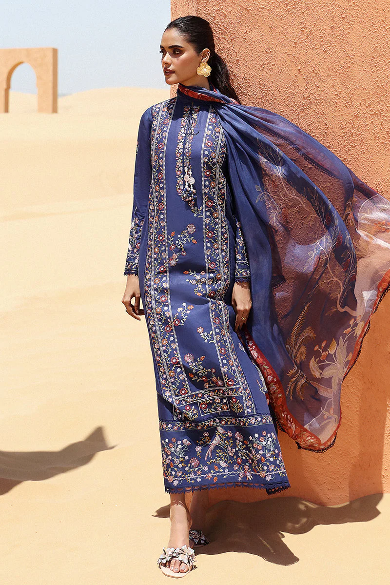 Cross Stitch Eid Lawn Edit – SAPPHIRE BLUE-3 PIECE EMBROIDERED LAWN SUIT - Image 5