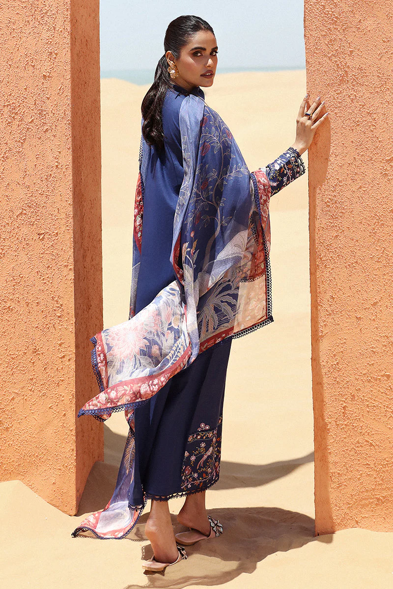 Cross Stitch Eid Lawn Edit – SAPPHIRE BLUE-3 PIECE EMBROIDERED LAWN SUIT - Image 6
