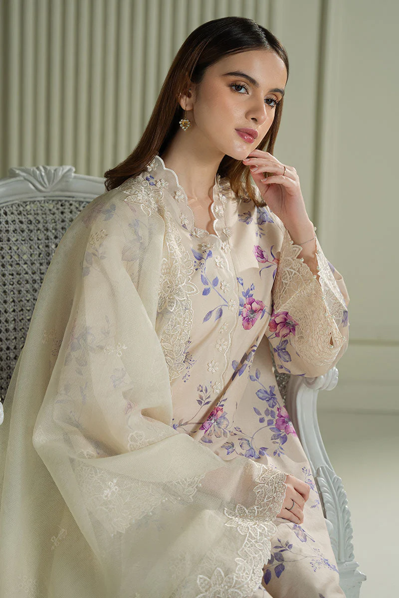 Cross Stitch Mahiri – Blooming Sand - 3pc Embroidered Lawn Suit - Image 4