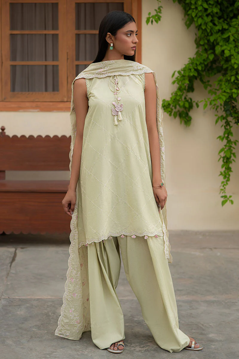 Cross Stitch Mahiri Embroidered Lawn – CANARY GREEN - Image 2