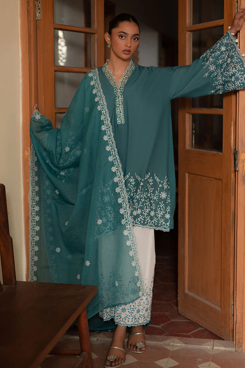 Cross Stitch Mahiri Embroidered Lawn – TEAL DREAM - Image 5