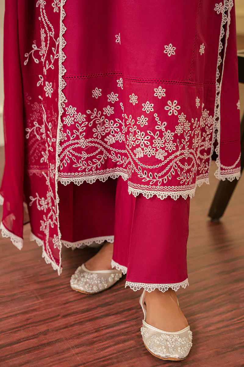 Cross Stitch Mahiri – Rose Impression - 3Pc Embroidered Cambric Suit - Image 2