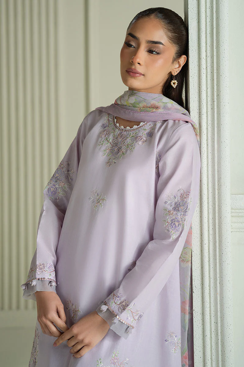 Cross Stitch Mahiri – Violet Veil - 3pc Embroidered Lawn Suit - Image 3
