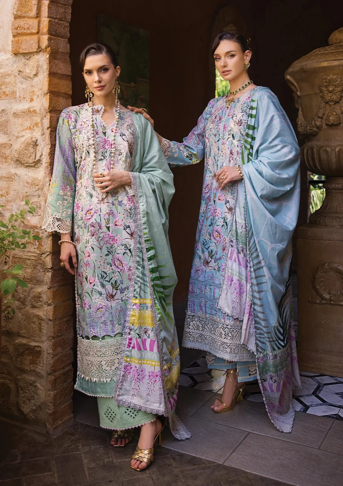Elaf Chikankari Lawn Collection 2024 – ECT-03B OAK MIST - Image 5
