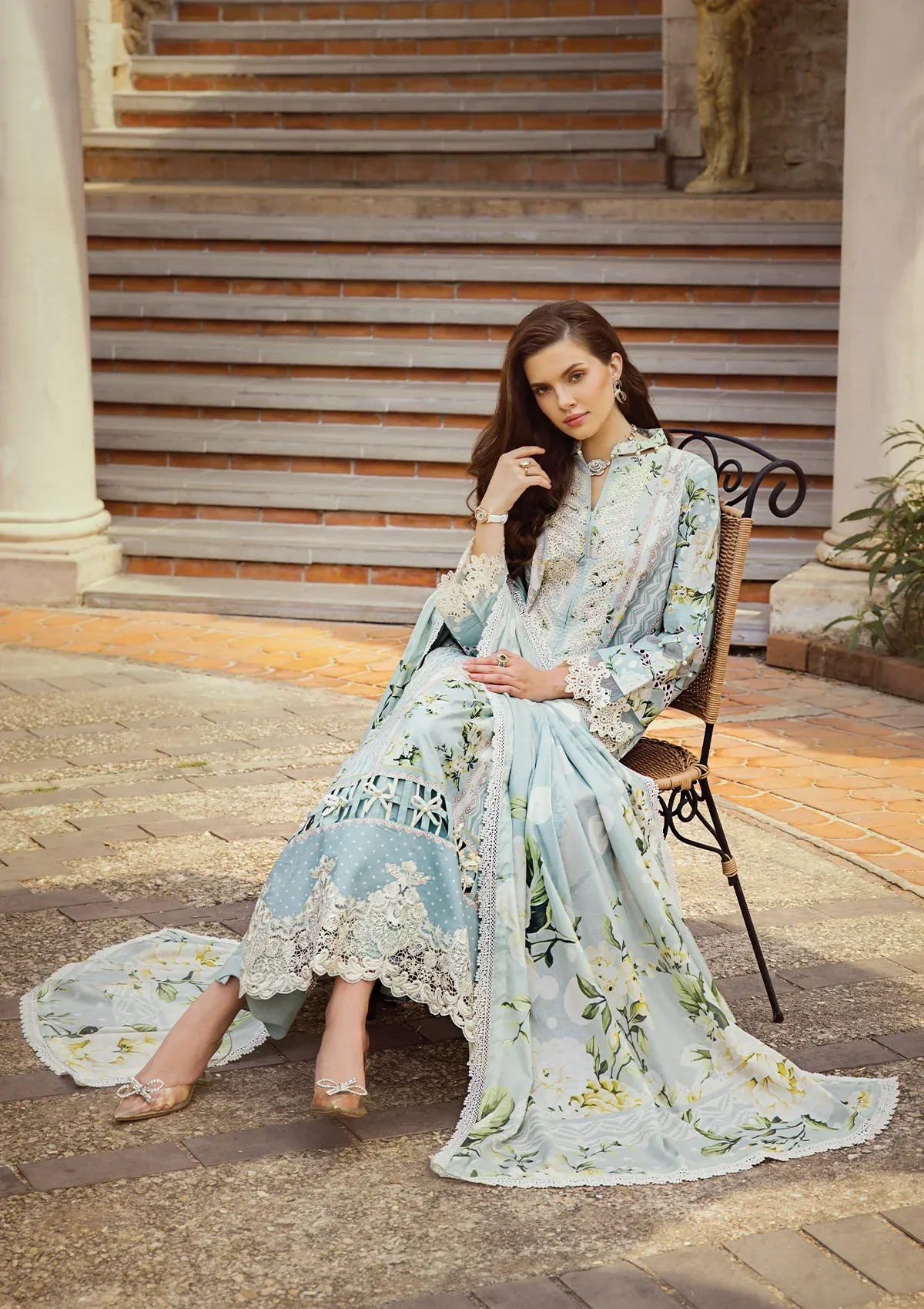 Elaf Chikankari Lawn Collection 2024 – ECT-05A WATERLILLY - Image 7