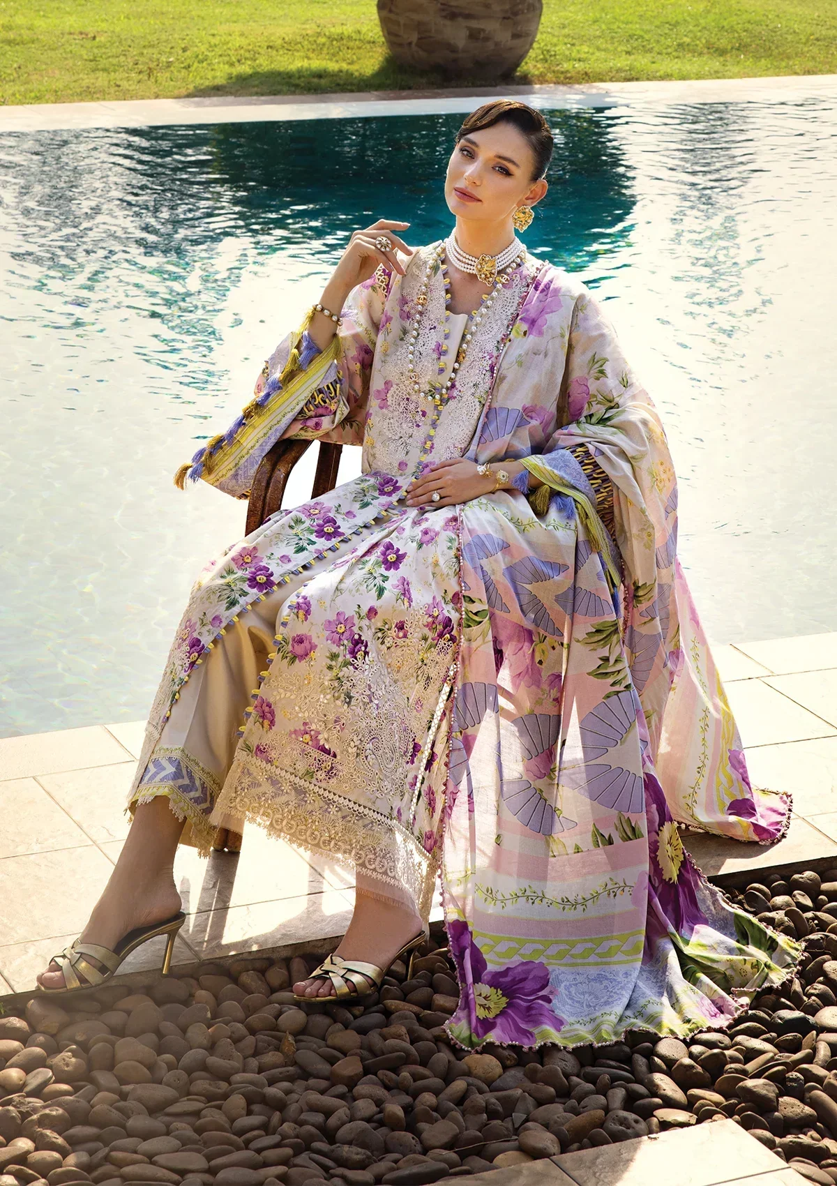 Elaf Chikankari Lawn Collection 2024 – ECT-06A RIVERDALE - Image 5