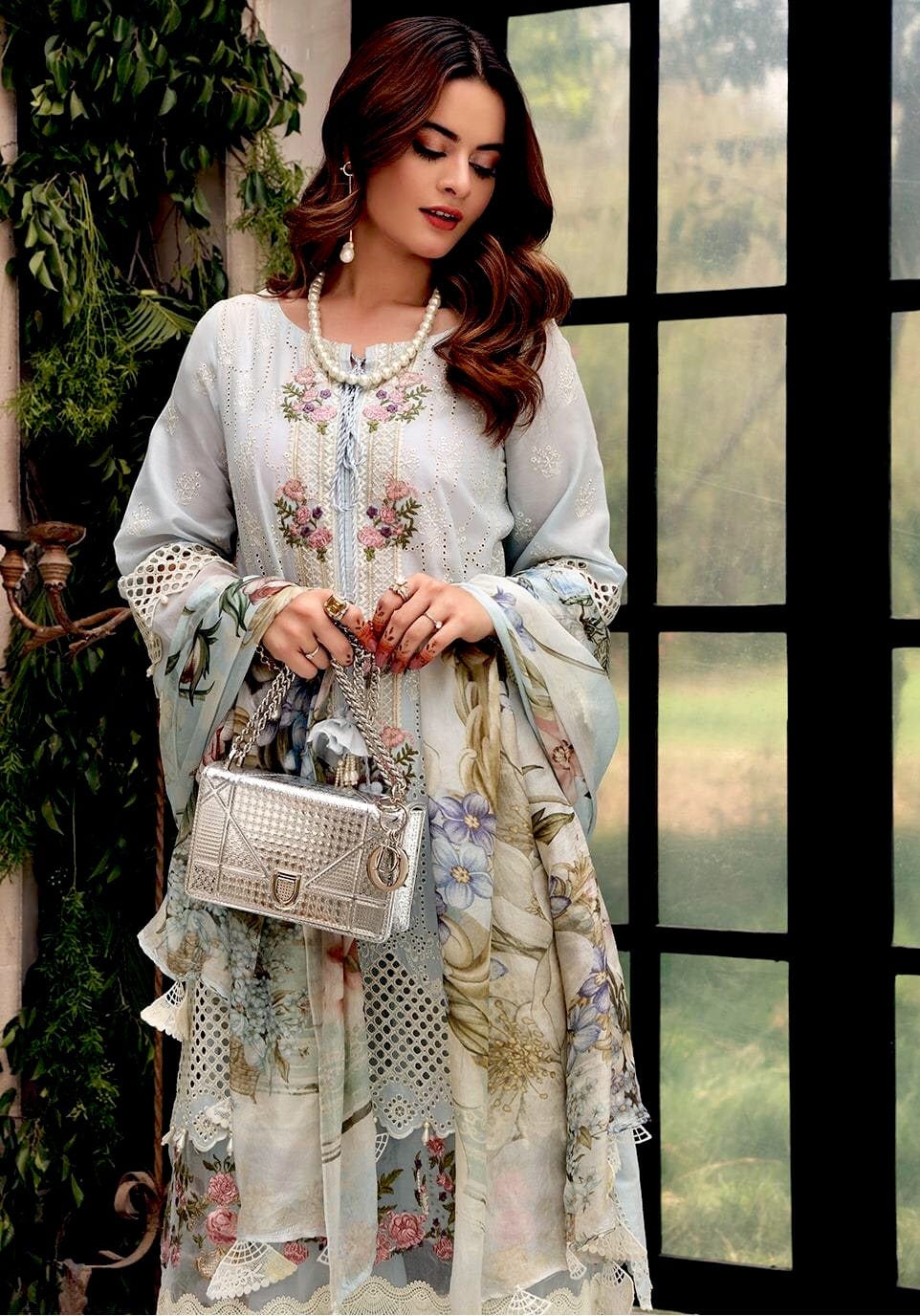 Elaf Festive Chikankari Collection 2021 – EPF- 7 Arctic - Image 4