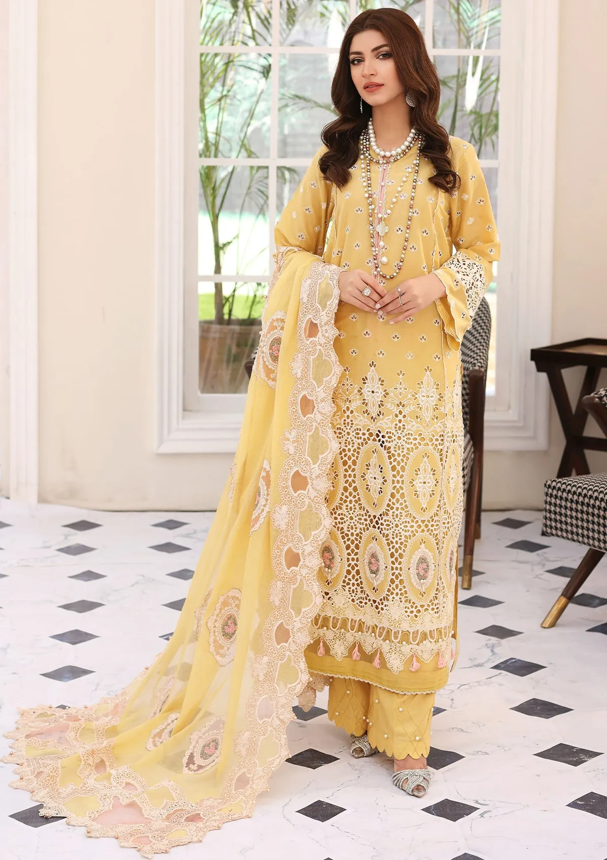 Elaf Festive Chikankari Lawn Collection 2023 – ELC-03A DAFFODIL - Image 2