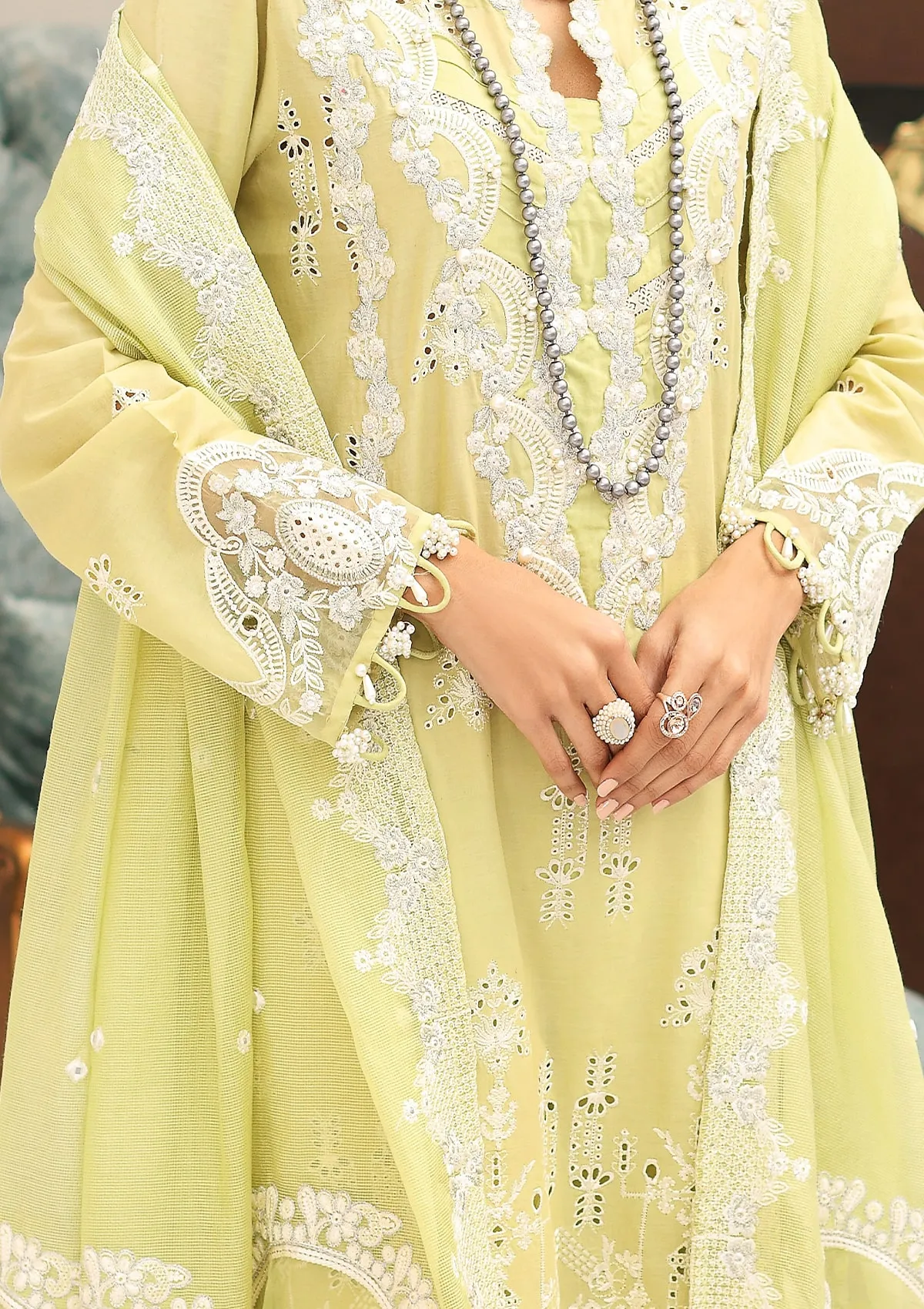 Elaf Festive Chikankari Lawn Collection 2023 – ELC-13 PISTACHIO - Image 4