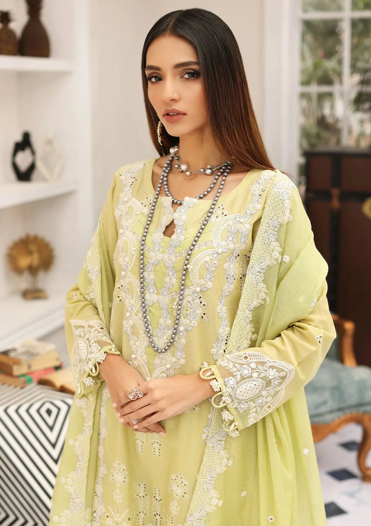 Elaf Festive Chikankari Lawn Collection 2023 – ELC-13 PISTACHIO - Image 5