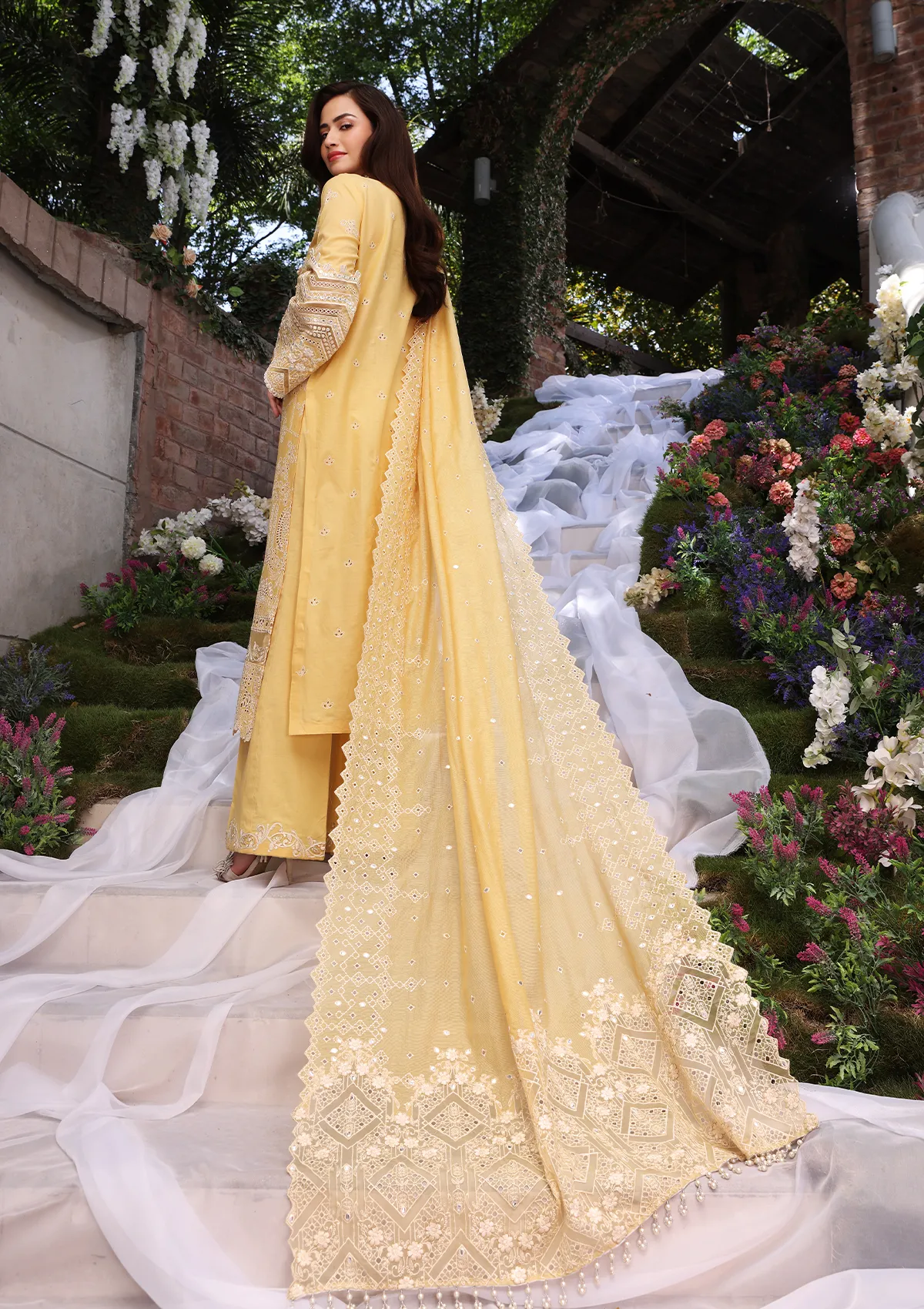 Elaf Festive Chikankari Lawn Collection 2023 Vol II – ECF-01 BELLE - Image 5