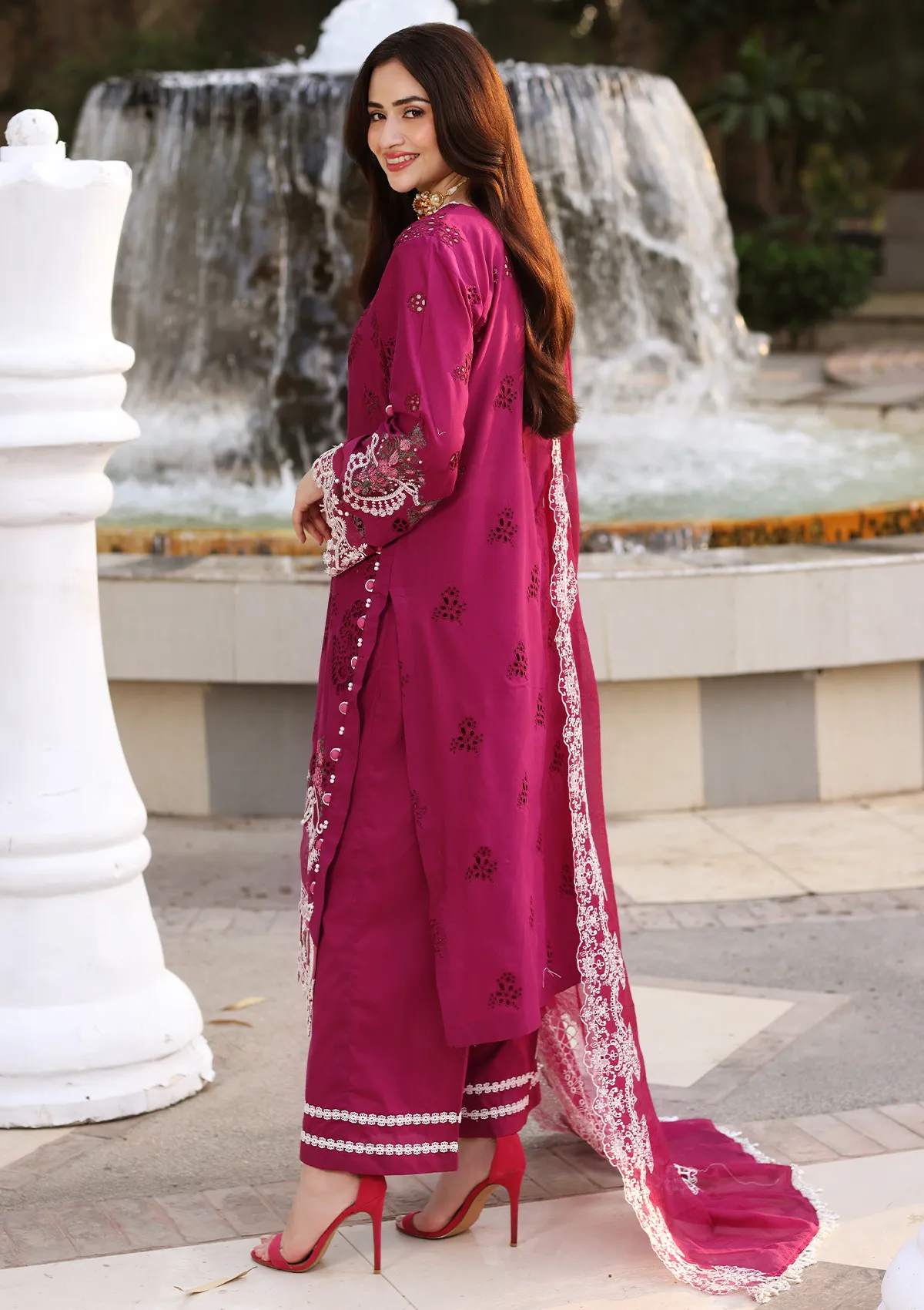 Elaf Festive Chikankari Lawn Collection 2023 Vol II – ECF-04A PETAL - Image 6